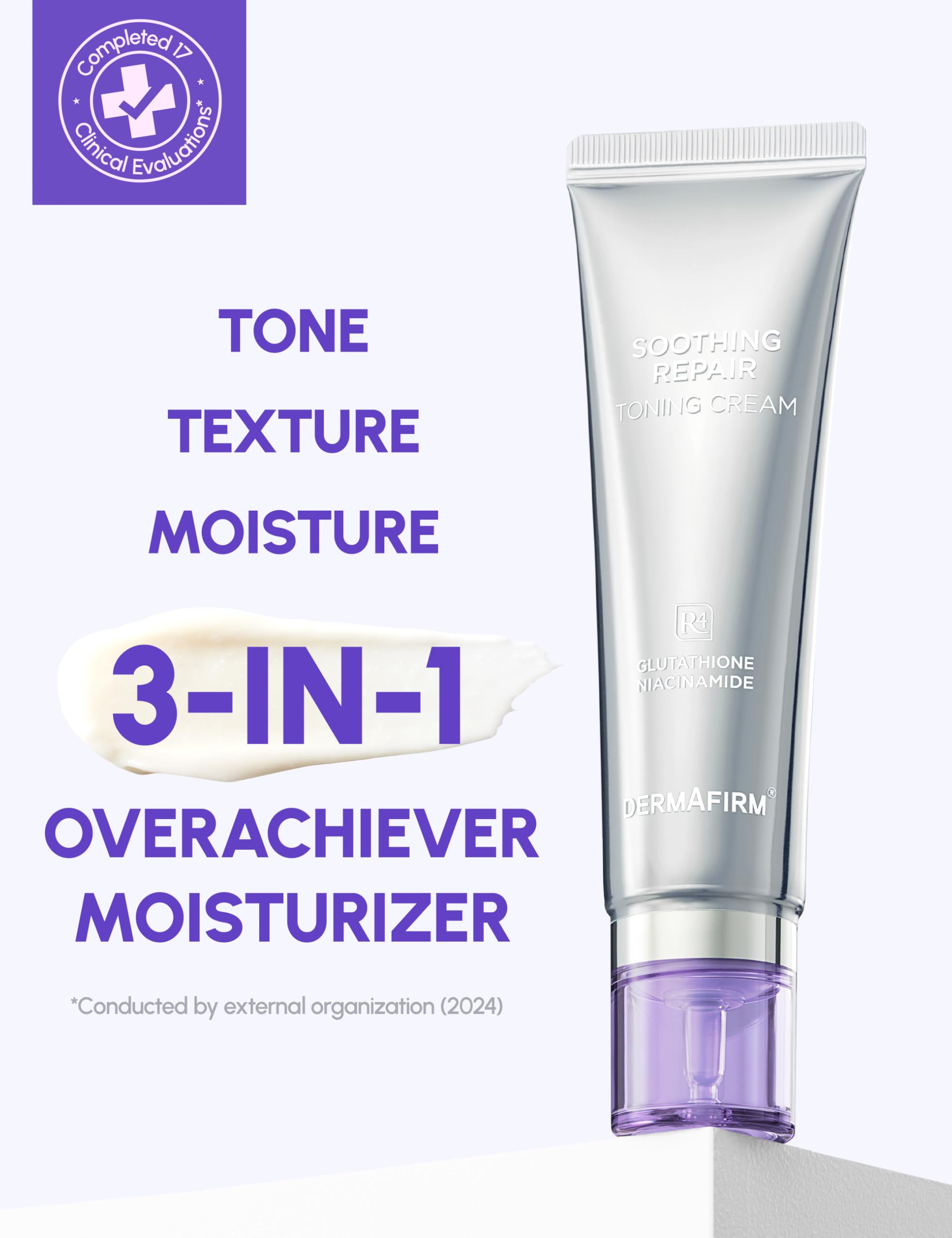 Soothing Repair Toning Face Cream - Korean Skin Care Moisturizer with Niacinamide, Bakuchiol, Glutathione & Hyaluronic Acid - Vegan Anti-Aging Firming Cream for Glowing Skin (1.69 fl oz) - Perfect for Daily Hydration & Nighttime Skincare Routine