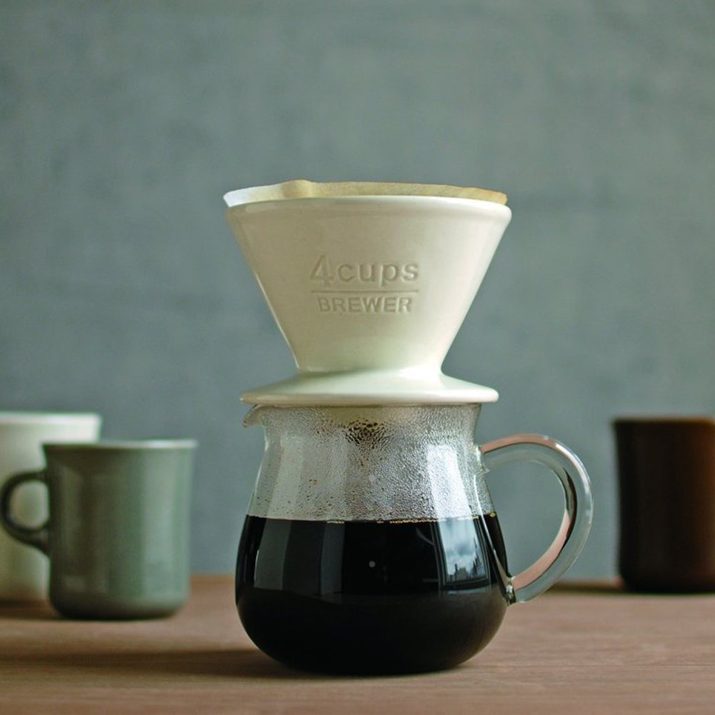 KINTO 27631 SCS Porcelain Coffee Brewer - 4 Cup Capacity, Dishwasher Safe, White - Perfect for Home, Office & Specialty Coffee Brewing