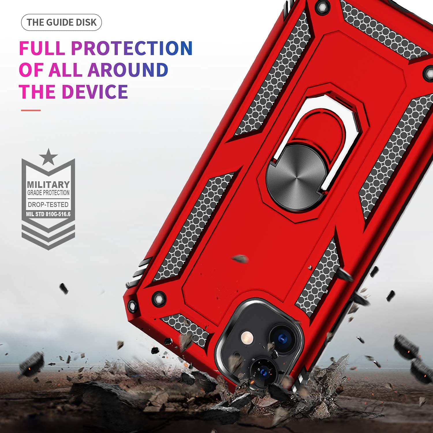 LeYi iPhone 11 Case for Women with Magnetic Ring Kickstand & 2 Pack Tempered Glass Screen Protectors - Military-Grade Armor Protection, Scarlet Red - Perfect for Work, Travel and Everyday Use