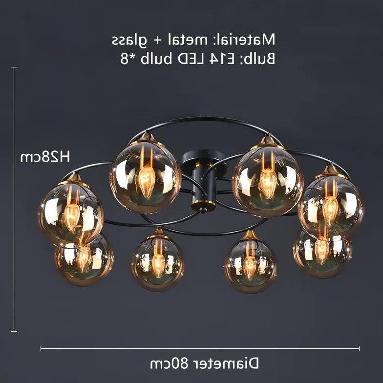 Industrial Glass Flush Mount Ceiling Light - Modern Smoked Glass Fixture for Kitchen, Bedroom, Dining Room & Office Lighting