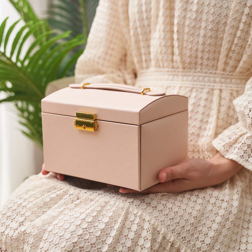 Lockable Jewelry Box with 2 Drawers - Elegant Jewelry Organizer for Women | Perfect for Travel, Home Storage & Gift Giving