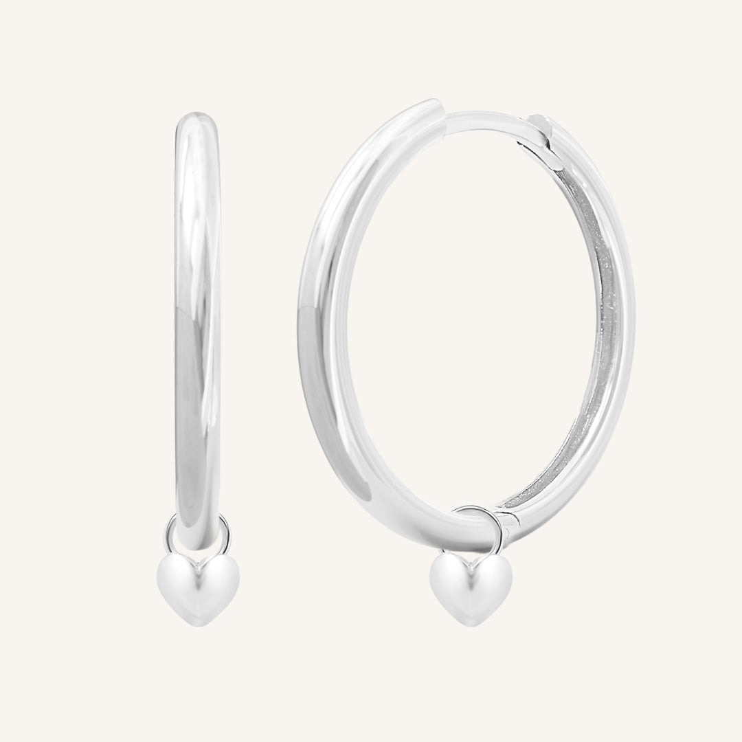 Behold Heart Plain Hoops - Minimalist Sterling Silver Hoop Earrings for Women | Perfect for Everyday Wear, Date Nights & Gifting