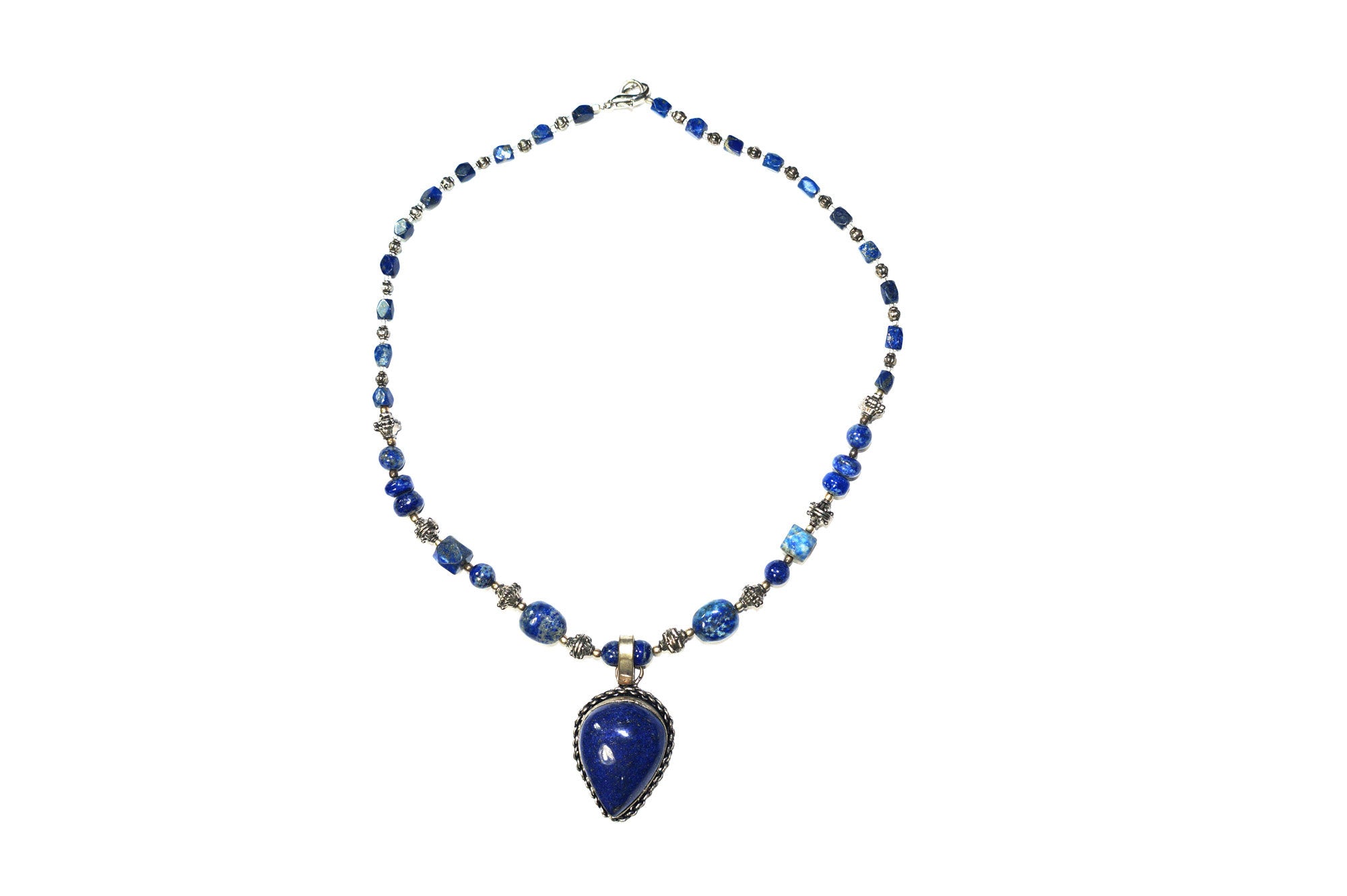 Handmade Lapis Lazuli Beads Pendant Necklace with Natural Stone Beads - Perfect for Boho Style, Meditation & Gift Giving