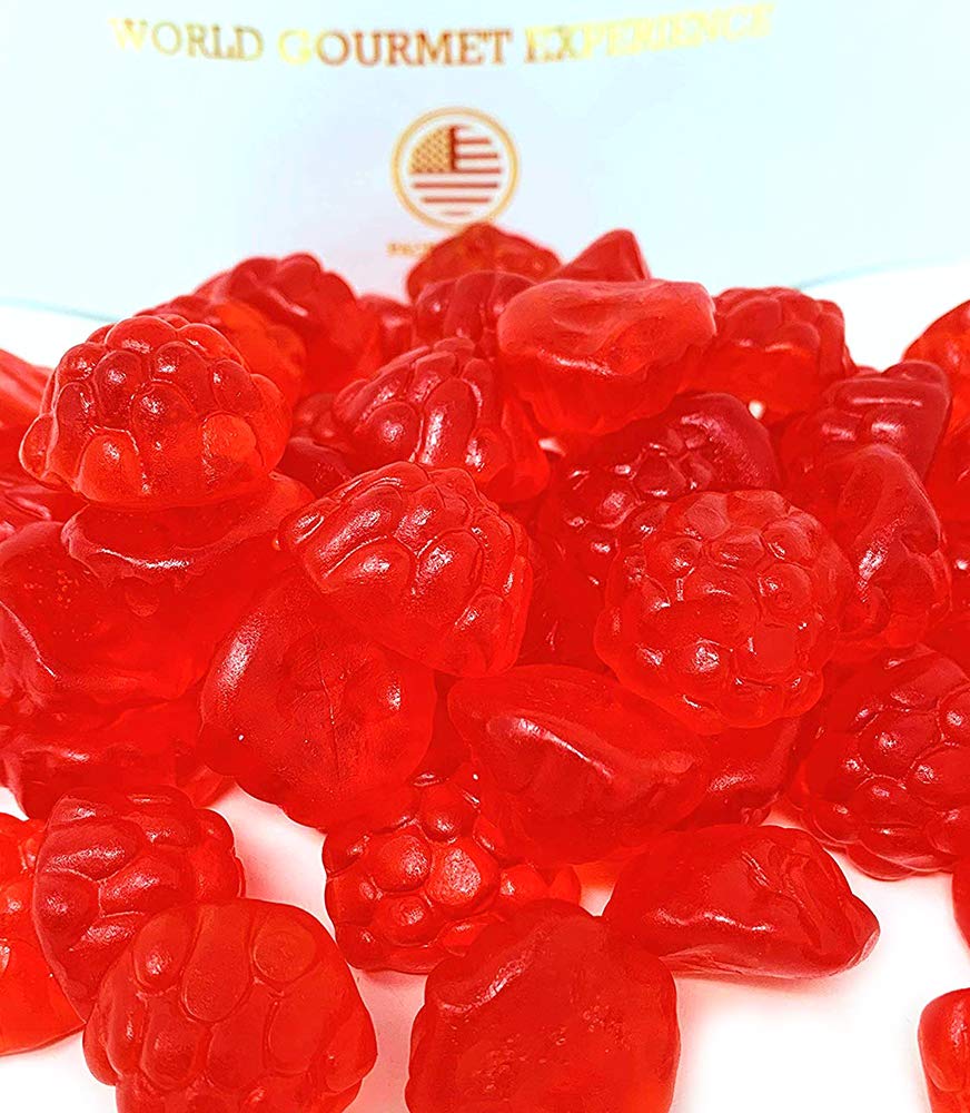 SweetGourmet Red Raspberry Gummy Candy - 2lb Bulk Bag of Natural Berry Flavored Gummies | Perfect for Parties, Snacking & Gift Baskets