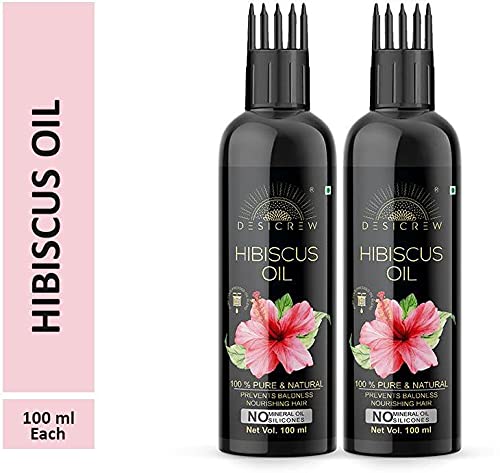 DESICREW Pure Hibiscus Oil for Hair Growth & Scalp Care - 200ml Natural Hair Treatment Oil - Promotes Stronger, Shinier Hair - Perfect for Daily Hair Care & Scalp Massage