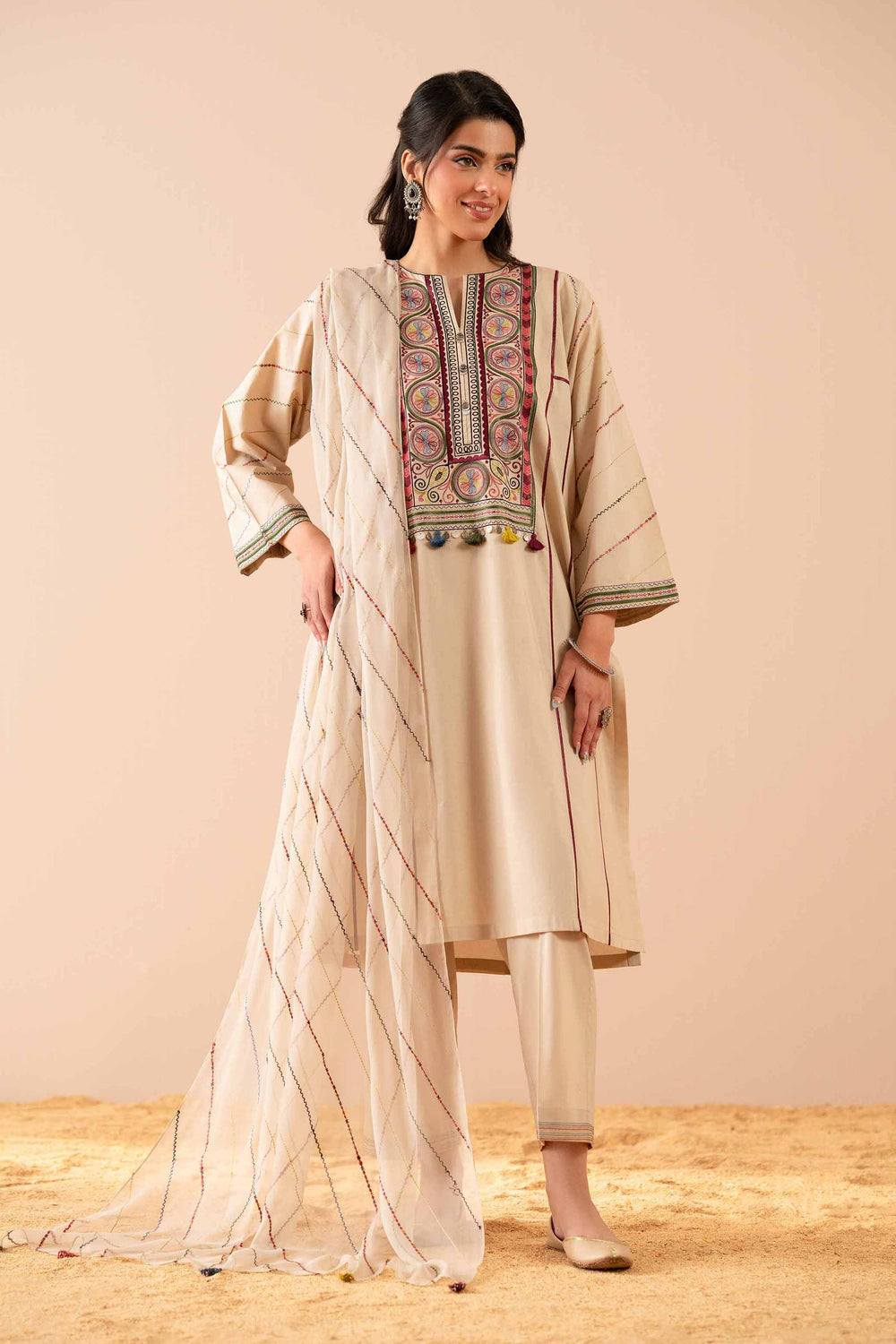 Nishat Cambric Beige Stitched Suit for Men - Premium Formal Wear for Business Meetings & Special Occasions