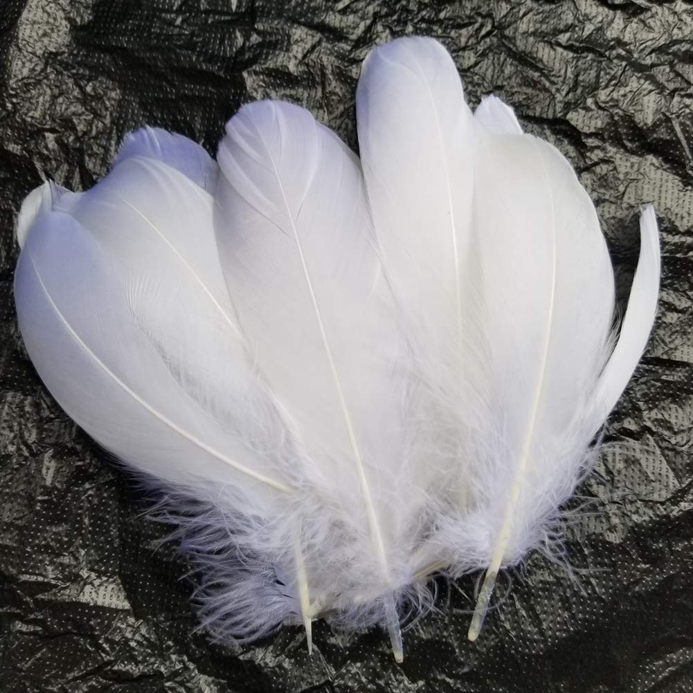 Premium 100-Pack Natural White Goose Feathers for Clothing Accessories, DIY Crafts, Costumes & Home Decor - Soft, Lightweight & Versatile