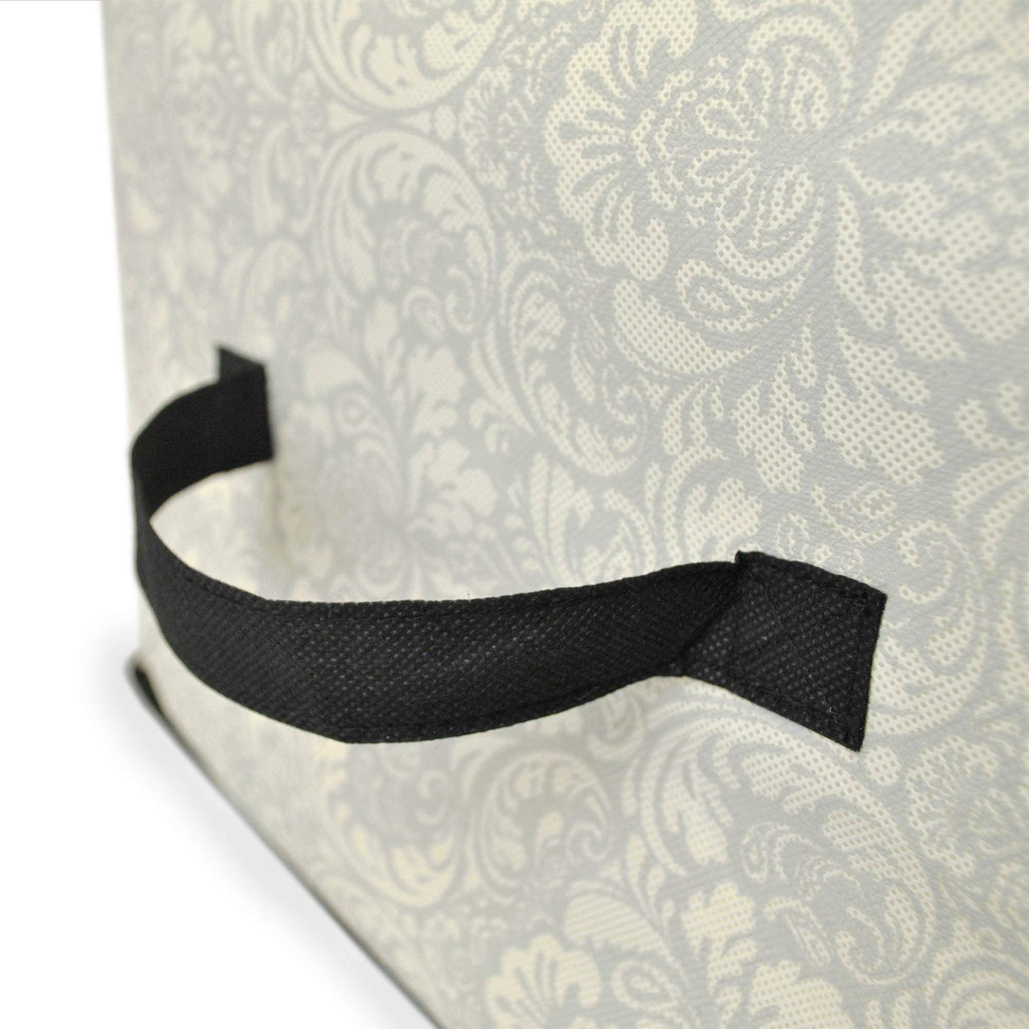 Set of 2 Gray Damask Patterned Storage Bins with Zipper Closure - 40