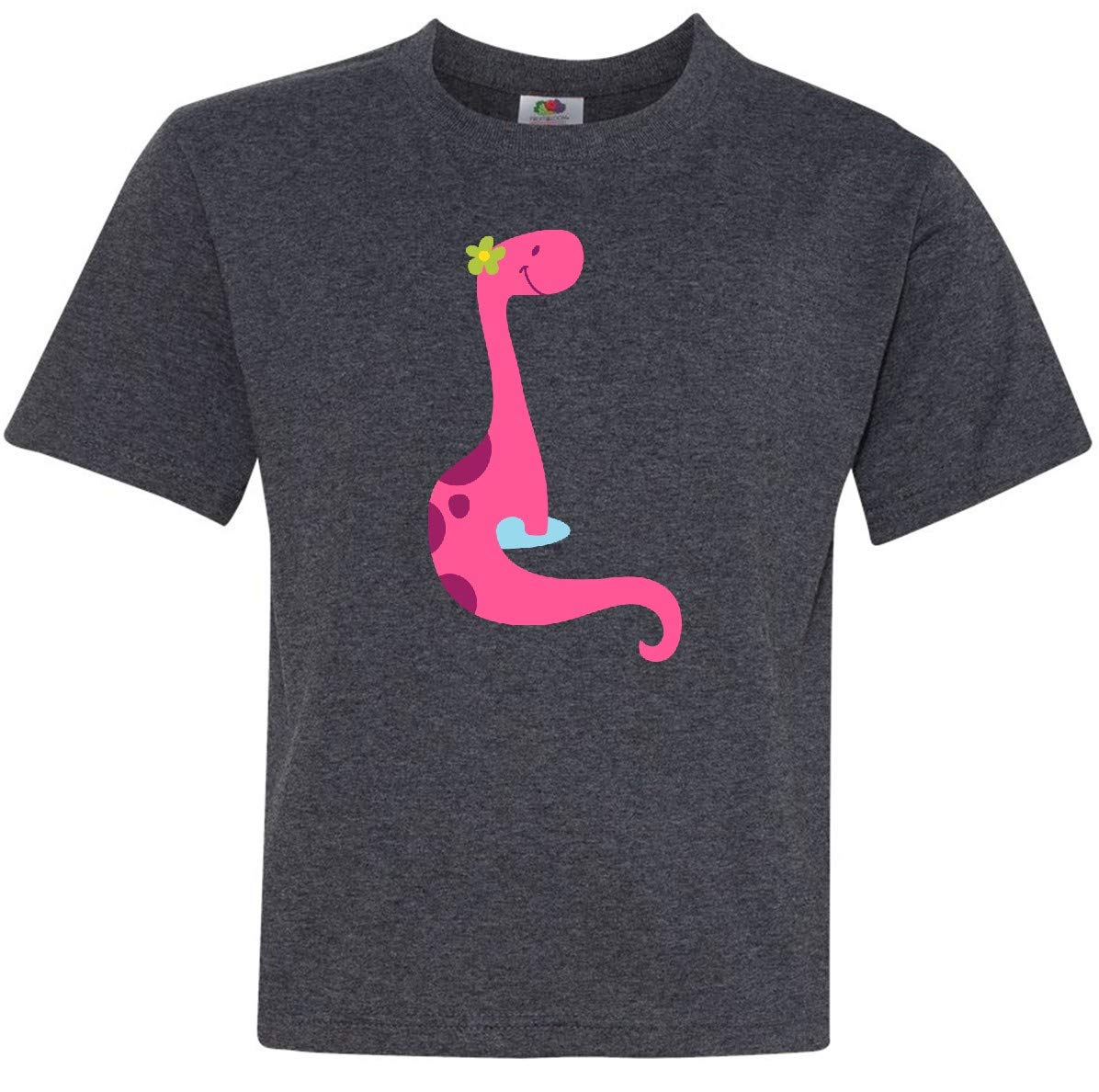 Inktastic Cute Pink Dinosaur Youth T-Shirt - Soft Cotton Kids Dinosaur Graphic Tee for Boys & Girls - Perfect for School, Playdates & Birthday Parties