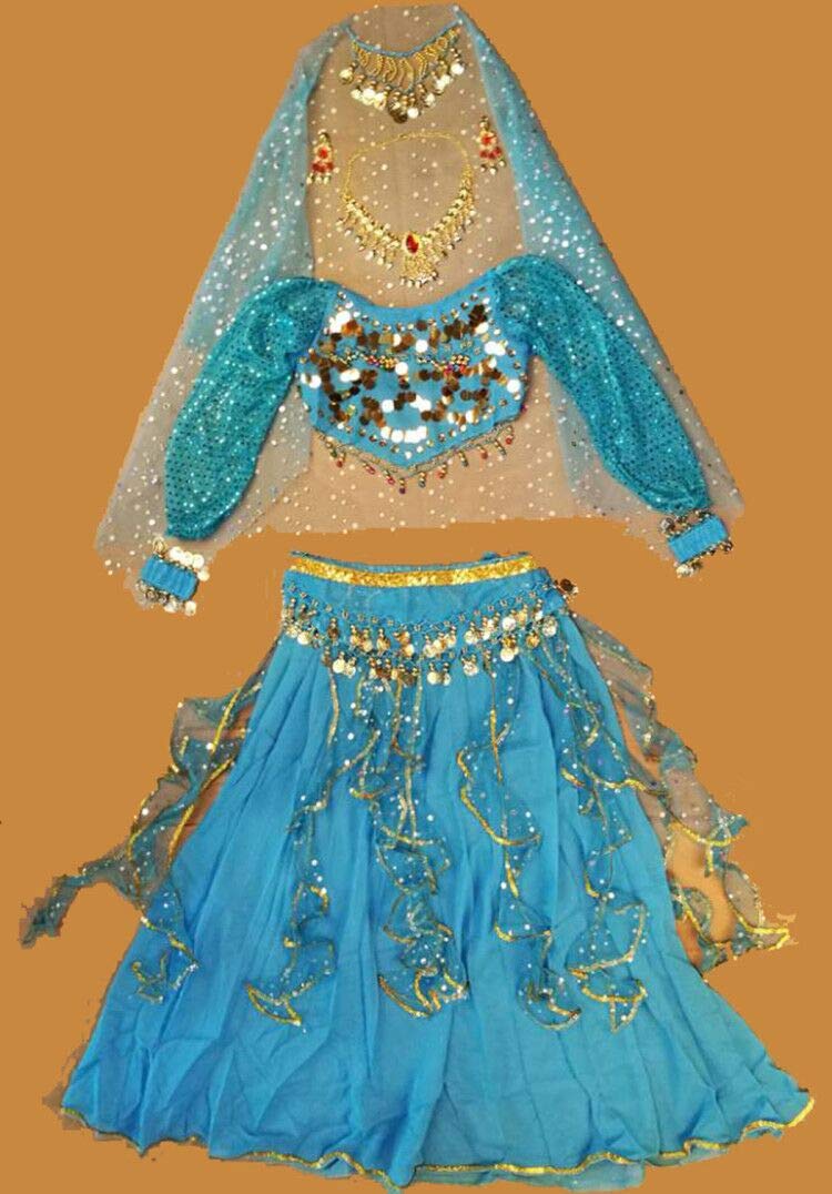 Stunning Astage Girl Belly Dance Costume with Sequins - Indian Dance Outfit for Halloween, Carnival, and Party Performances
