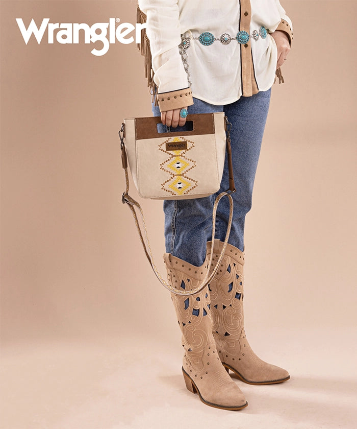 Wrangler Aztec Embroidered Crossbody Bag for Women - Stylish Boho Purse with Adjustable Strap, Perfect for Travel, Shopping & Daily Use