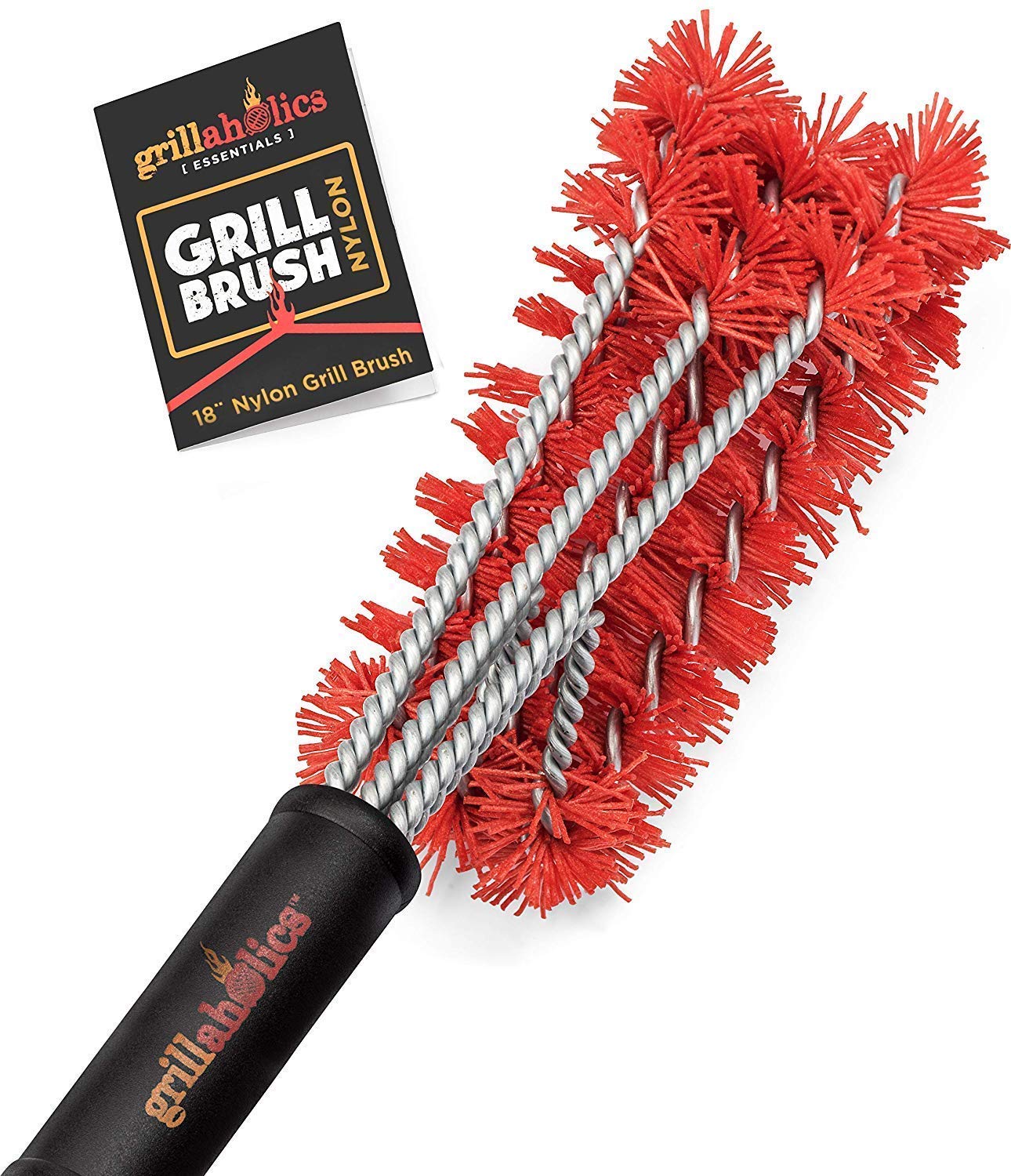 Grillaholics Essentials Heavy Duty Nylon Grill Brush & Non-Stick BBQ Grill Mat Set - Perfect for Outdoor Grilling, Backyard BBQs, and Camping Cooking Accessories