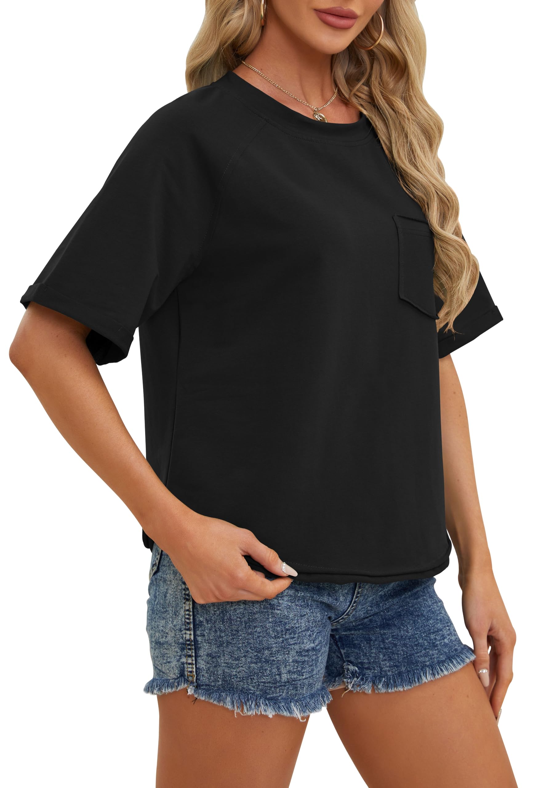 Women's Casual Short Sleeve T-Shirts - Loose Fit Crewneck Summer Tops 2024 | Comfortable Everyday Wear for Work, Travel & Outings