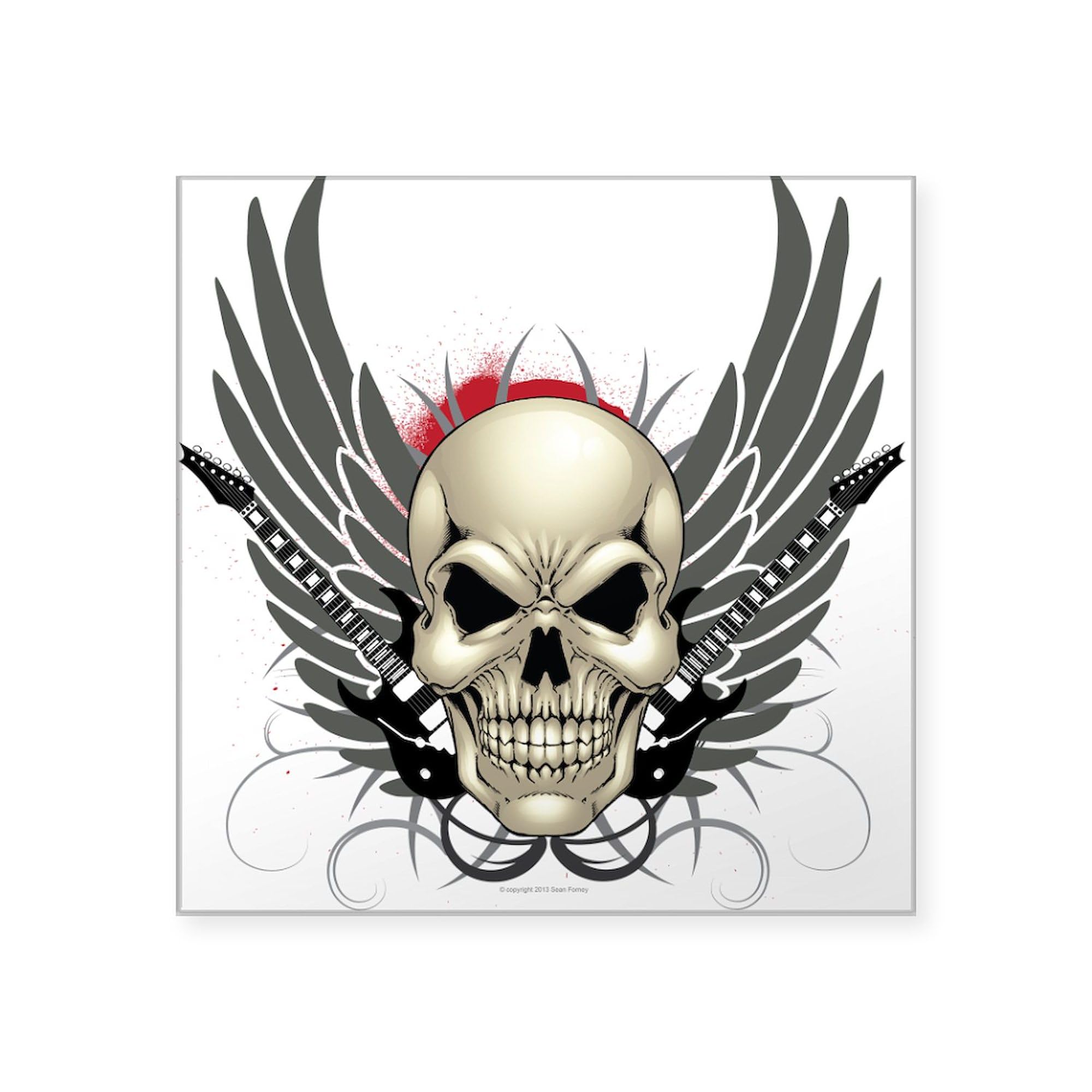 Skull, Guitars & Wings Car Bumper Sticker - Durable Vinyl Decal for Cars, Laptops & Windows - Rock Music Lover Gift & Motorcycle Accessory