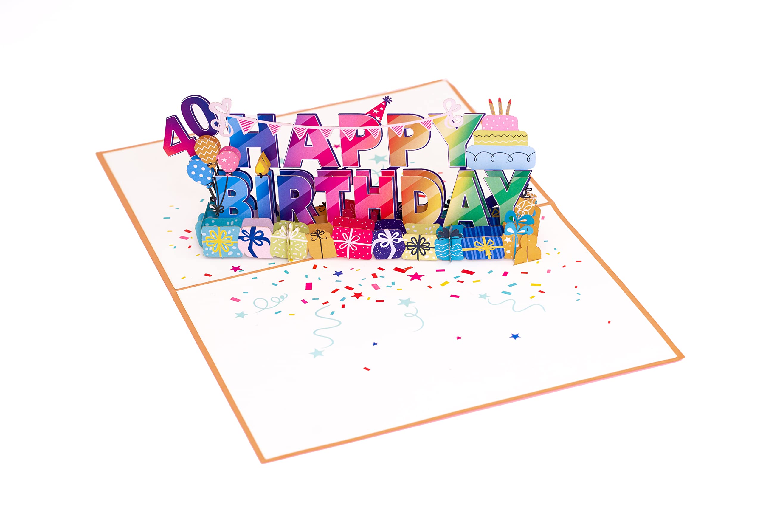 40th Birthday Pop Up Card - Unique 3D Greeting Card for 40th Birthday Celebration - Perfect Gift for Daughter, Son, Granddaughter, Niece or Nephew - Great for Milestone Birthday Parties & Special Occasions