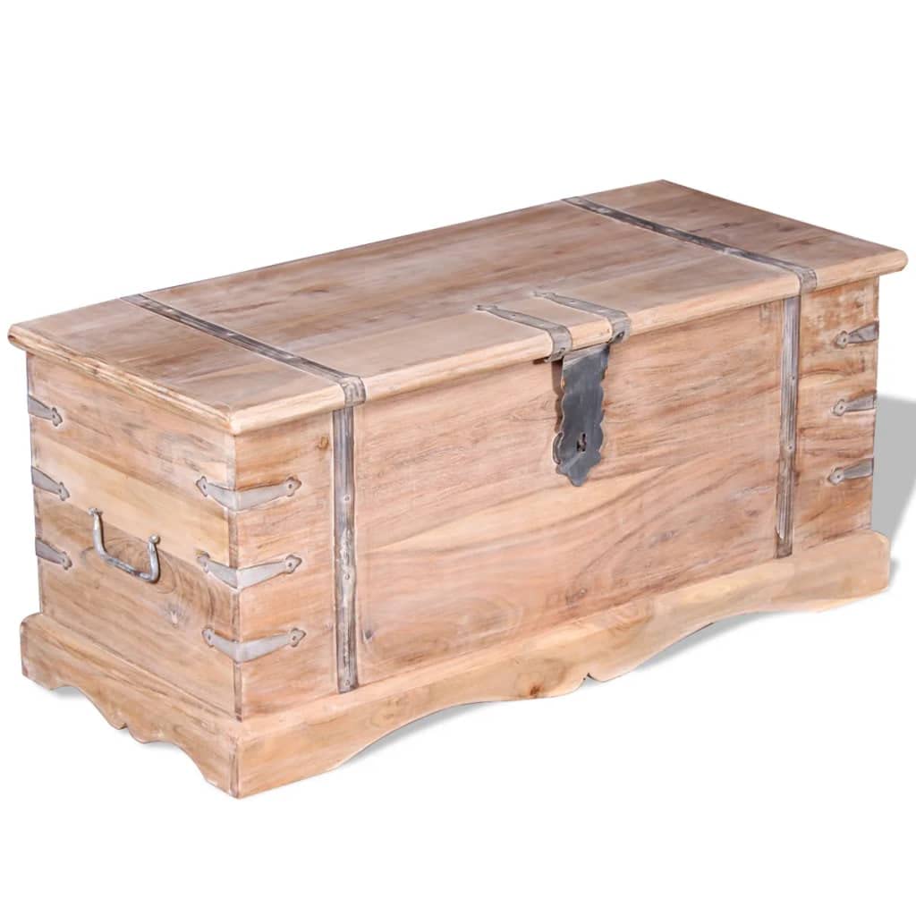Solid Wood Storage Chest with Lock - Light Brown Organizer Cabinet for Hallway, Entryway & Bedroom - 35.4