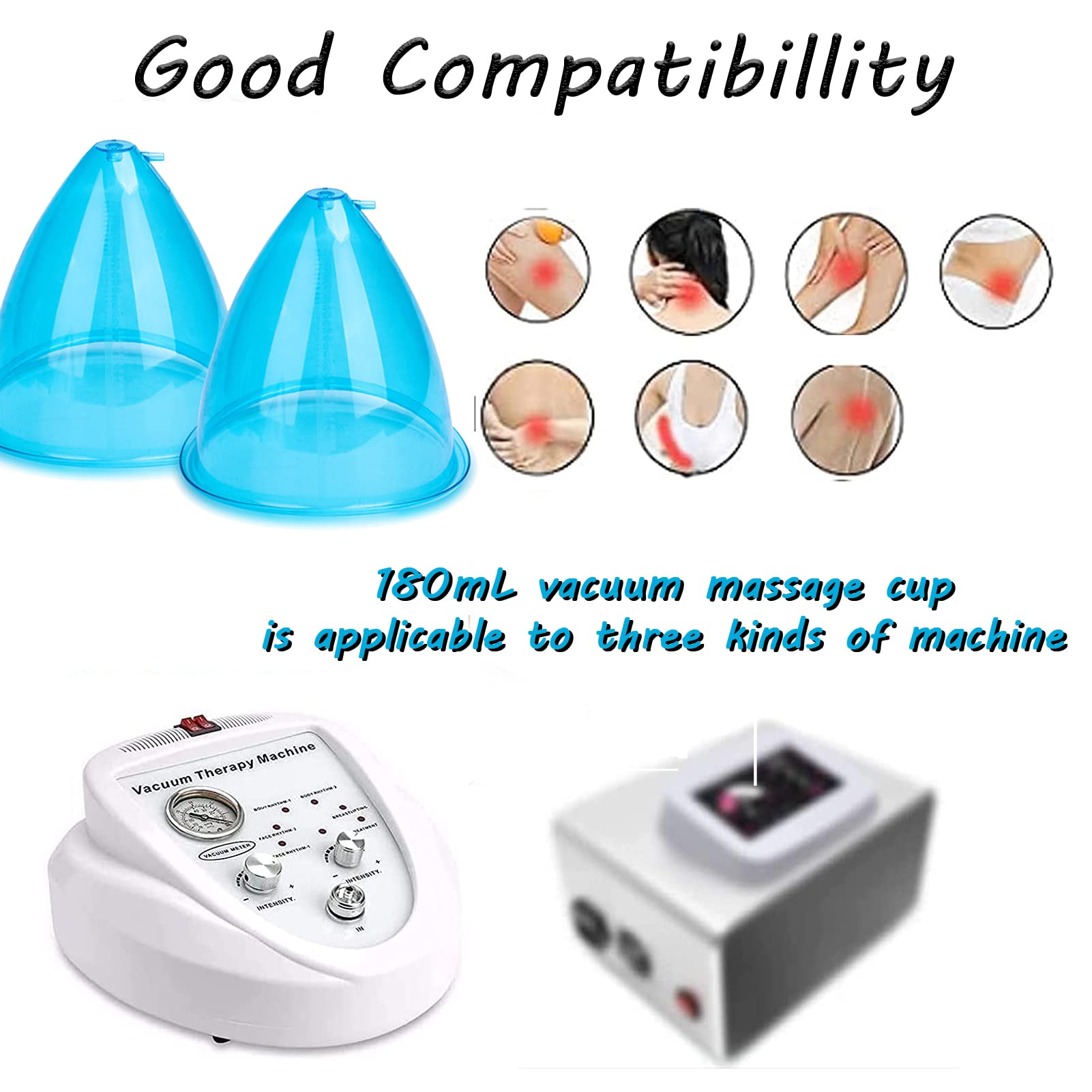 XL Vacuum Cupping Machine Accessories – 180ML Cupping Therapy Suction Cups for Body Massage, Buttocks & Cellulite Treatment – 1 Pair Professional Cupping Sets for Pain Relief & Relaxation at Home Spa