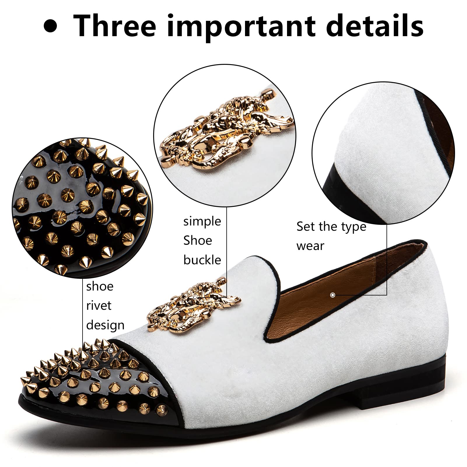 Meijiana Men's Velvet Loafers - Luxury Dress Shoes with Metal Embellishments for Party, Wedding & Formal Events | Comfortable Slip-On Loafers for Business & Evening Occasions