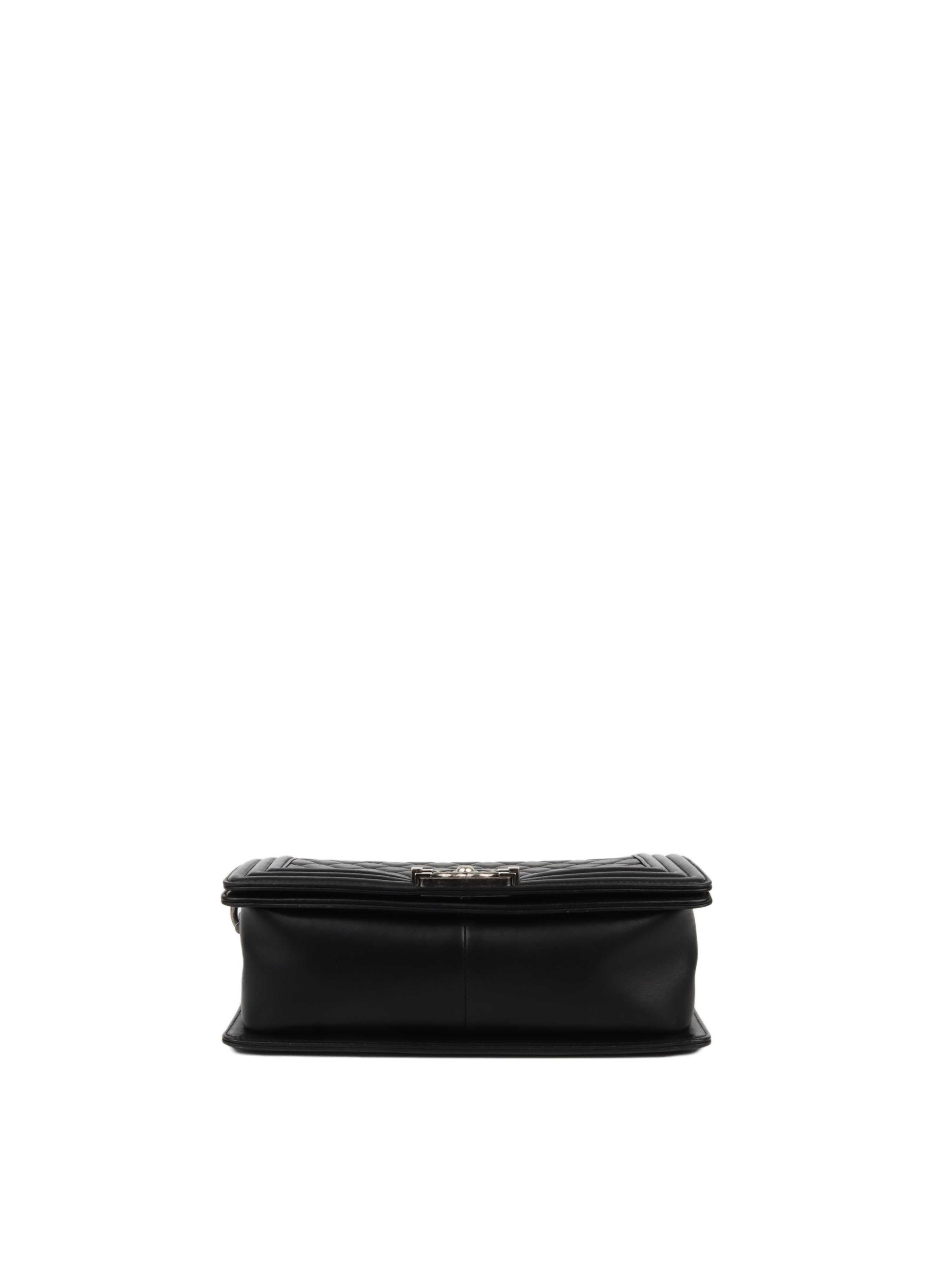 Chanel Black Lambskin Medium Boy Bag with Ruthenium Finish Metal Hardware - Luxury Designer Handbag for Women, Perfect for Evening Events & Special Occasions