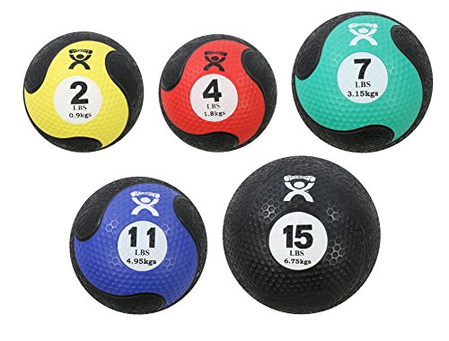 CanDo Firm Non-Slip Weighted Medicine Ball Set (2lb, 4lb, 7lb, 11lb, 15lb) - Dual-Textured Surface for Gym Workouts, Core Training, Plyometrics & Stability Exercises - Perfect for Home Fitness, CrossFit & Physical Therapy
