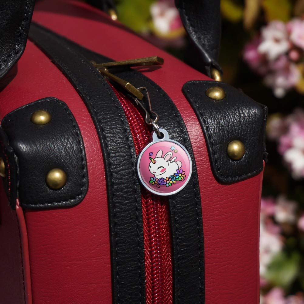 Cute Unicorn Bunny Rabbit with Rainbow Flowers Zipper Pull Charm - Adorable Bag Accessory for Backpacks, Purses & Luggage | Perfect for Travel, School & Everyday Use