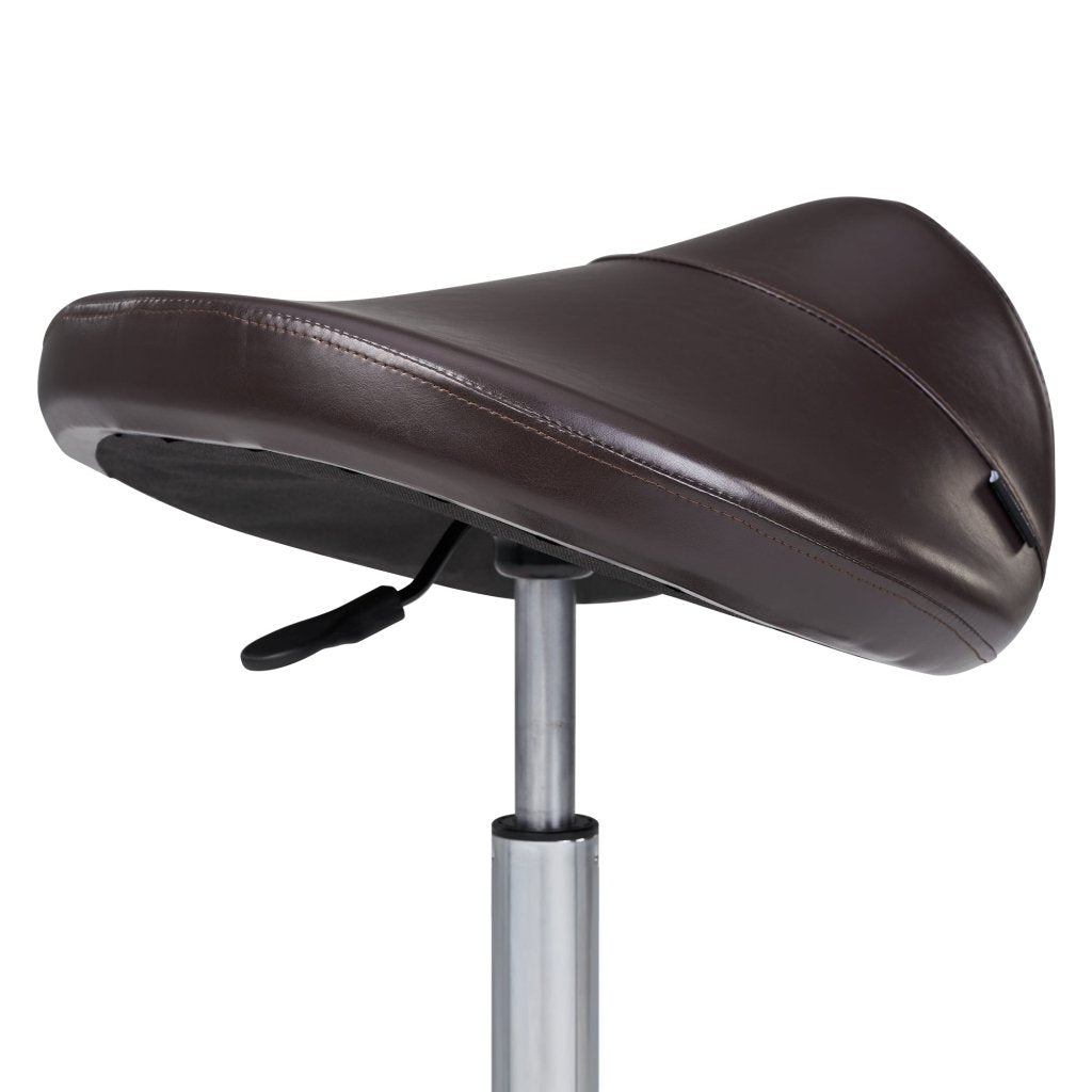 Master Massage® Professional Ergonomic Swivel Saddle Stool - Adjustable Hydraulic Posture Chair for Therapists & Office Workers (Rich Coffee Brown) - Perfect for Massage Clinics, Chiropractic Offices & Home Workstations