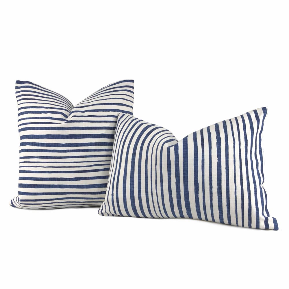 Navy Blue and White Stripe Pillow Cover - Catalina Design - Decorative Throw Pillow Case for Sofa, Bed, Couch - Home Decor Accent