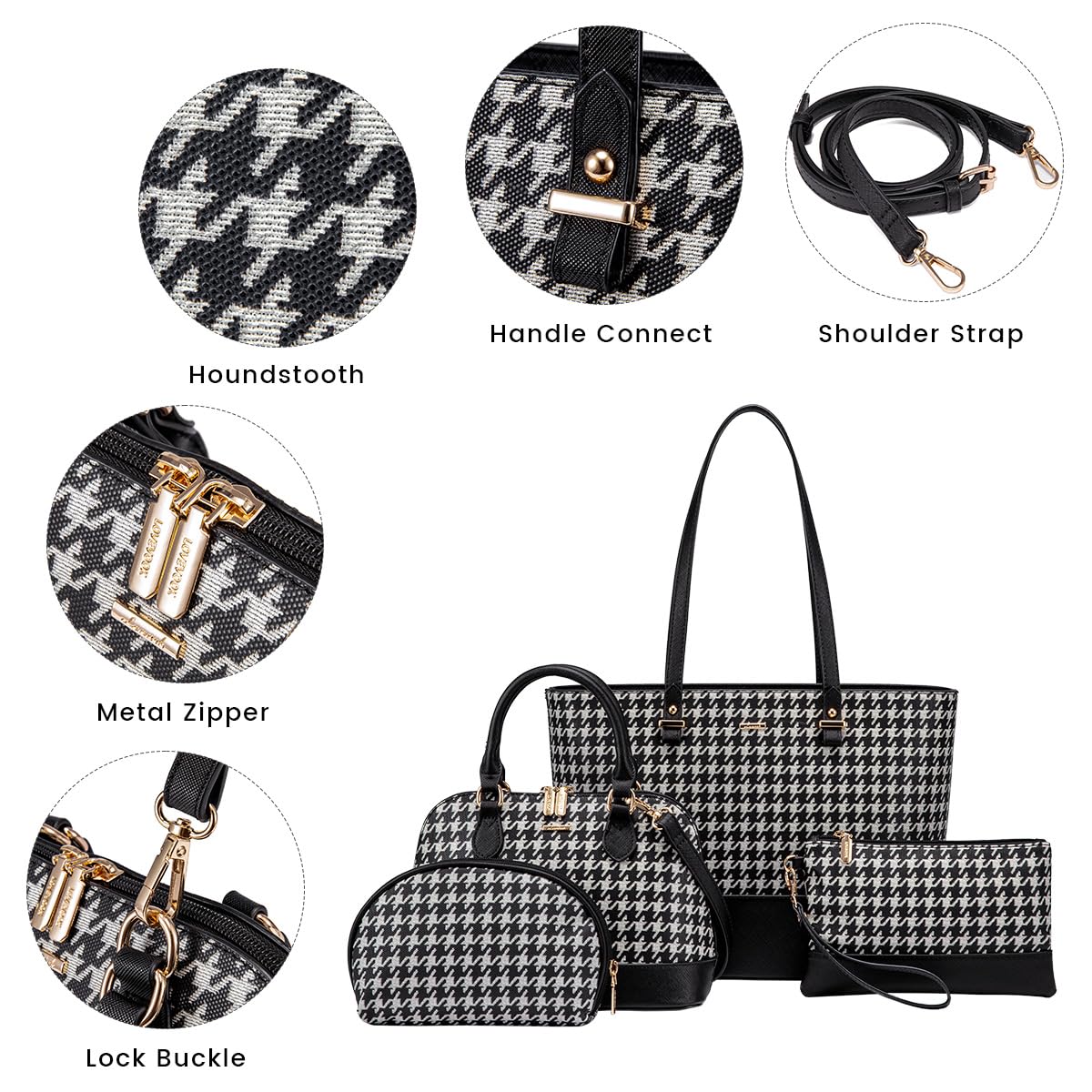 LOVEVOOK Women's Handbags Set - 3 Piece Shoulder Bag, Tote & Satchel Purse for Work, Travel & Everyday Use