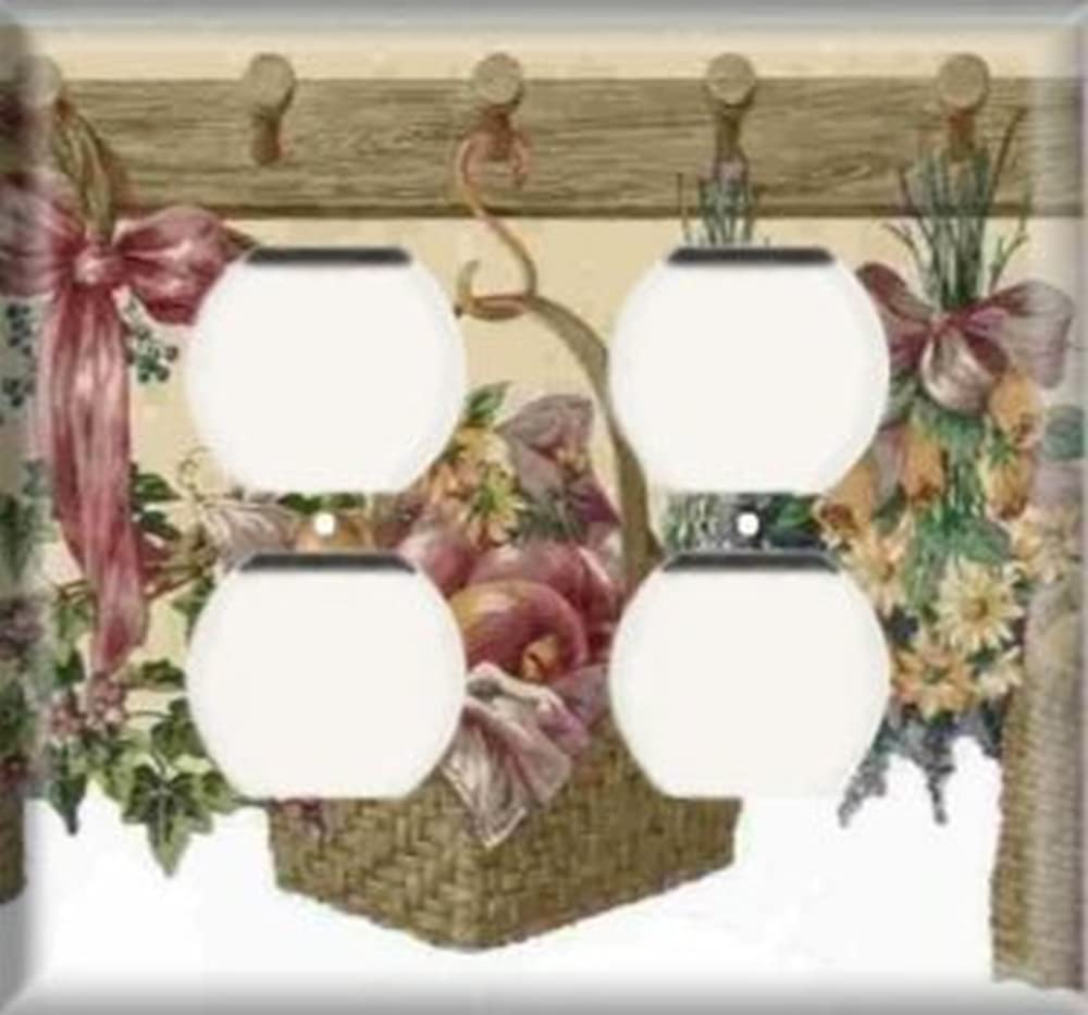 Decorative Outlet Cover Plate - Hanging Fruit Design - Double Duplex Receptacle Wall Plate - Perfect for Kitchen, Bedroom, and Living Room Decor