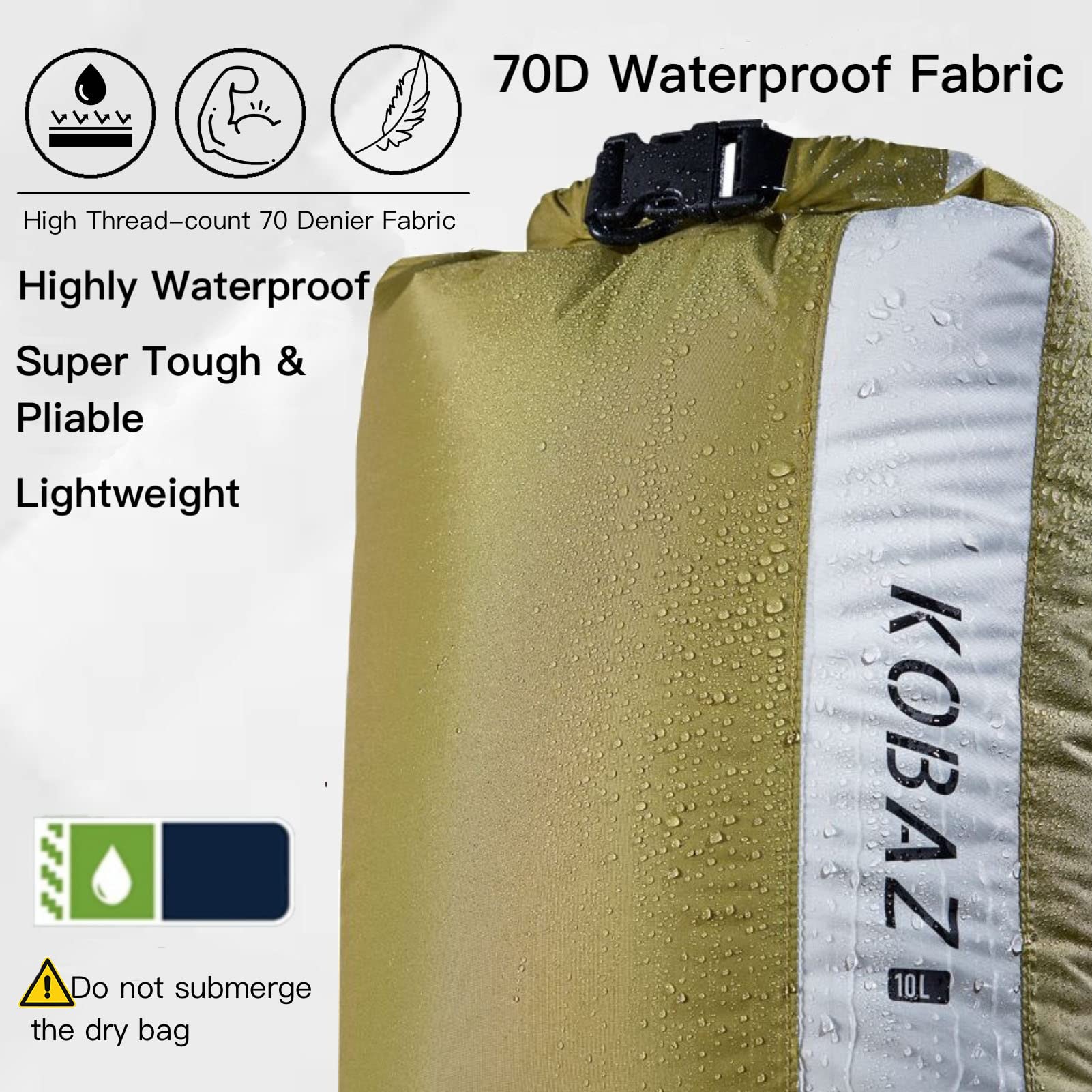 Waterproof Dry Bags 10L 20L 35L - Lightweight Roll Top Dry Sack with Shoulder Strap for Kayaking, Camping, Hiking, Beach, Swimming & Outdoor Activities