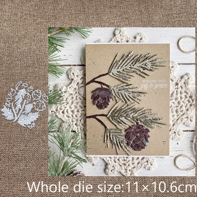 Design Craft Metal Stencil Mold Cutting Dies - Pine Cones Leaf Decorative Scrapbook Die Cuts for Album, Paper Card, Embossing Art - Perfect for Greeting Cards, Birthday, Wedding, Halloween, Christmas, Thanksgiving Holiday DIY Projects