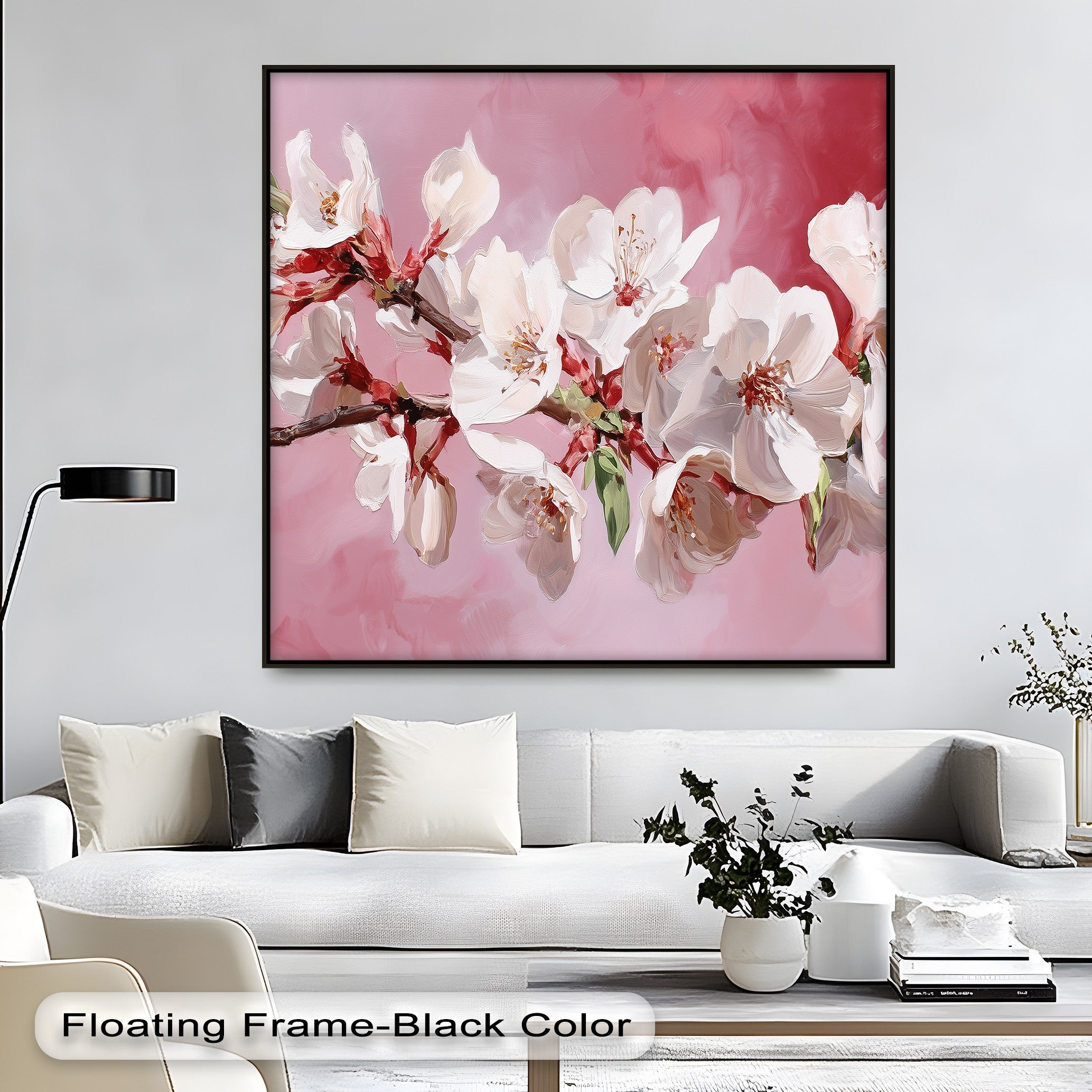 Blossoming Almond Branch Pink Canvas Print - Floral Wall Art for Living Room, Bedroom & Office Decor
