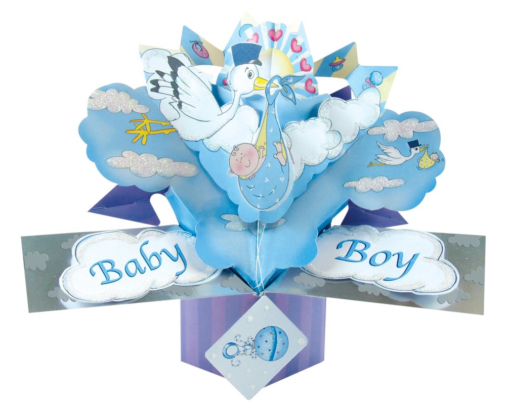 Original Pop Ups Baby Boy Birthday Card - 044 - Perfect for 1st Birthday, Baby Shower & Newborn Celebrations - Office Product