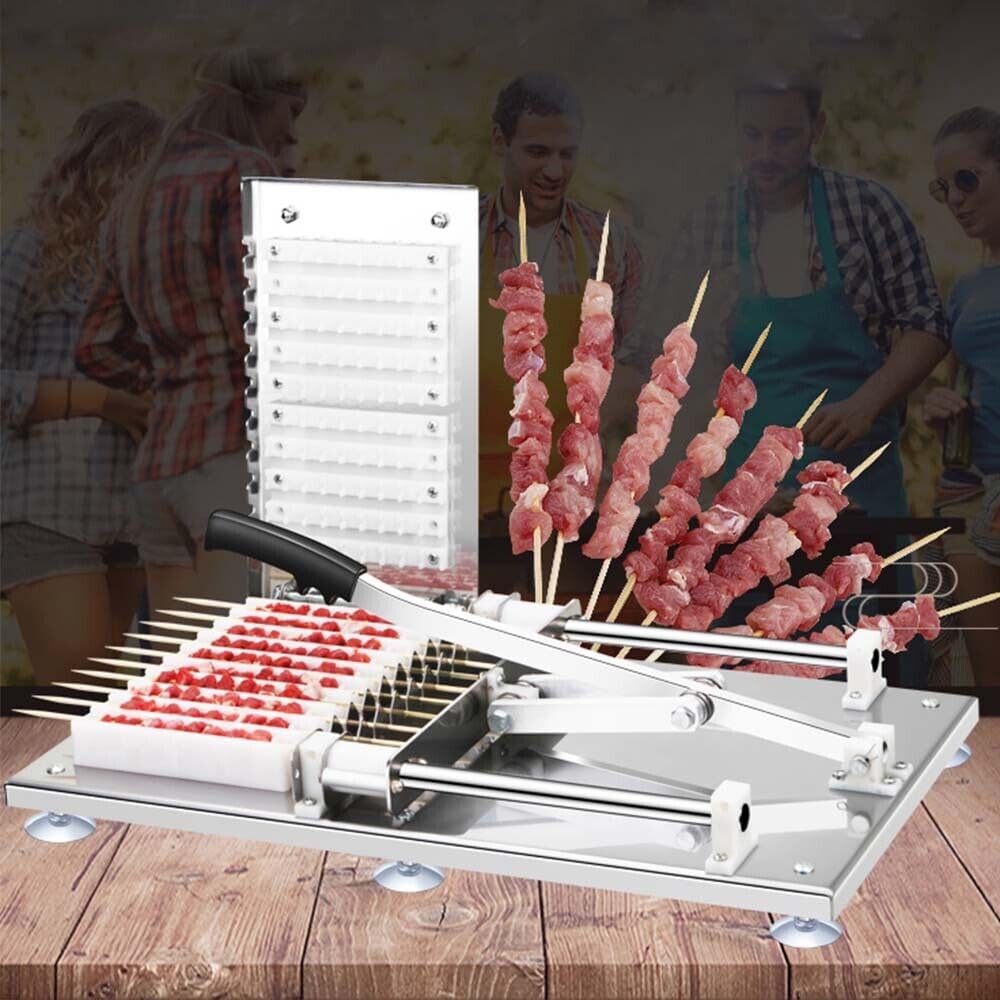TBVECHI Manual Meat Skewer Machine - Kebab Maker for Lamb, Beef & Chicken - BBQ Bamboo Skewer & Satay String Making Tool for Home Cooking, Party Grilling & Outdoor Camping