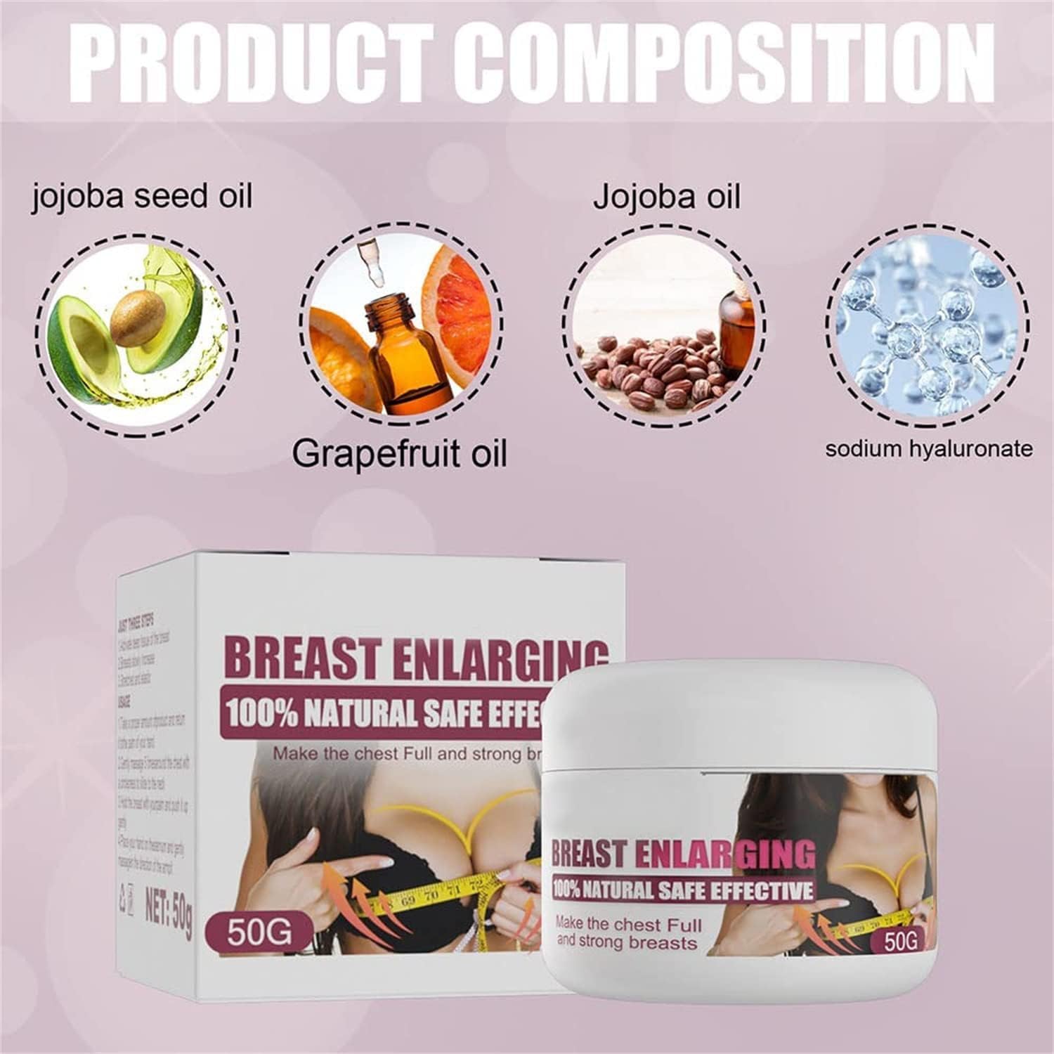 Natural Breast Enhancement Cream for Women - Firming & Lifting Massage Cream with Fast Growth Formula | Breast Enlargement & Hip Buttock Care Solution | Perfect for Daily Skincare Routine & Confidence Boost (1pc)