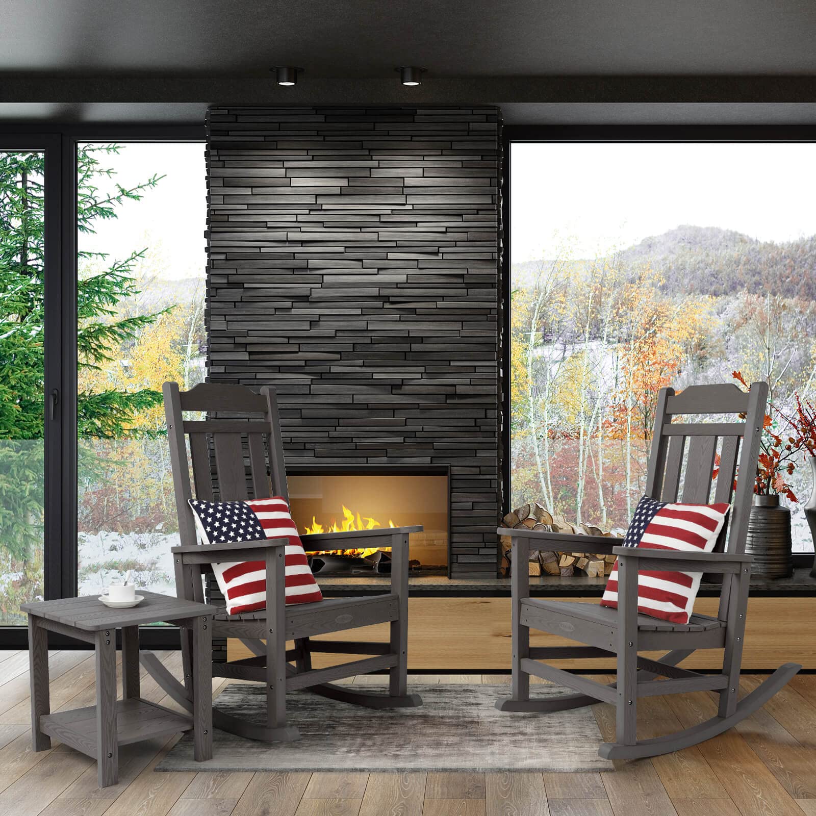 **hOmeHua All-Weather Rocking Chair – Fade-Resistant Patio, Deck, Porch, Indoor & Outdoor Rocker – Durable, Smooth Glide, Comfortable & Easy to Assemble – Low Maintenance (Dark Brown) – Perfect for Relaxing in Gardens, Living Rooms & Balconies**