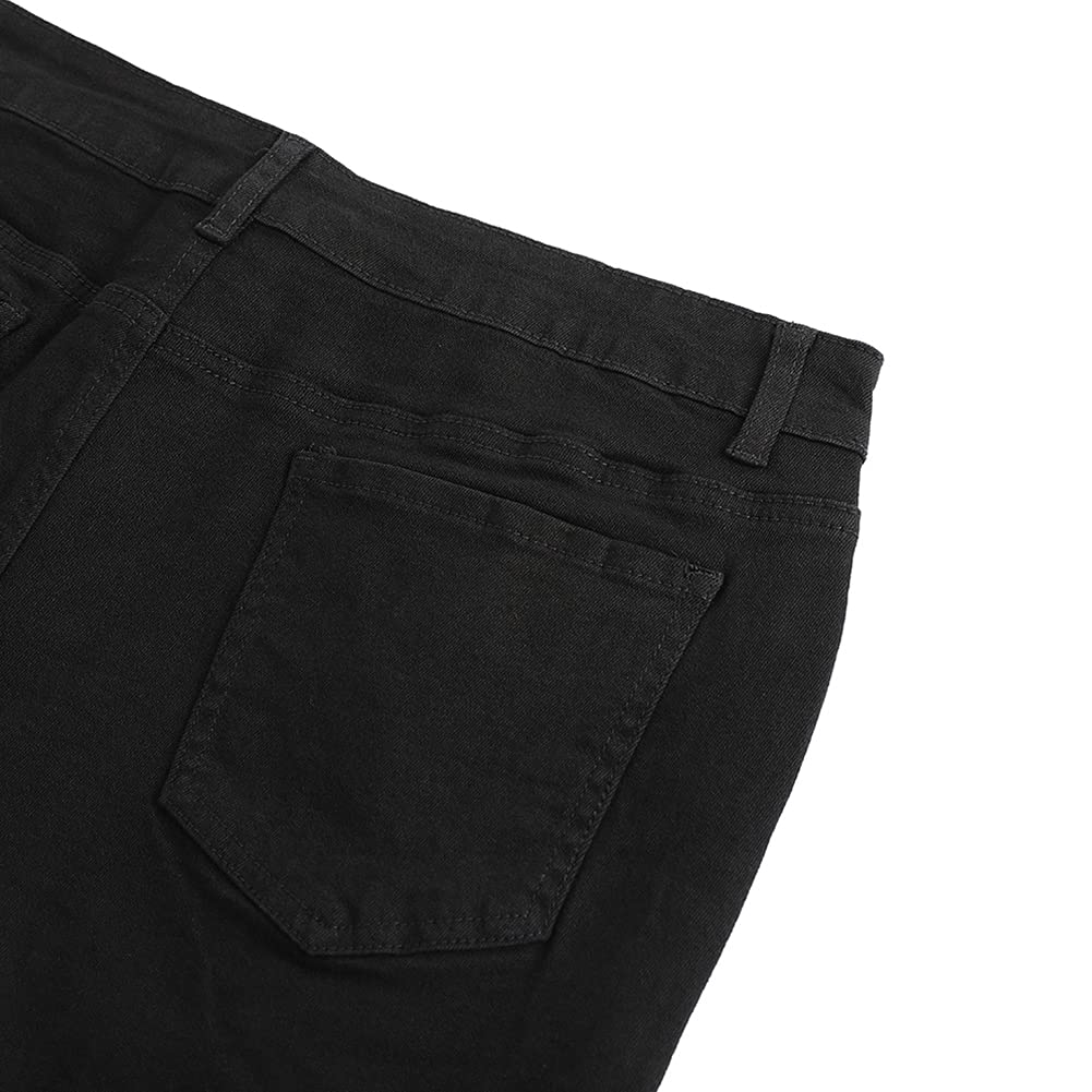 THUNDER STAR Women's Ripped Denim Shorts - Mid Rise Stretchy Jean Shorts with Frayed Raw Hem | Perfect for Summer Outfits, Casual Wear & Street Style Fashion