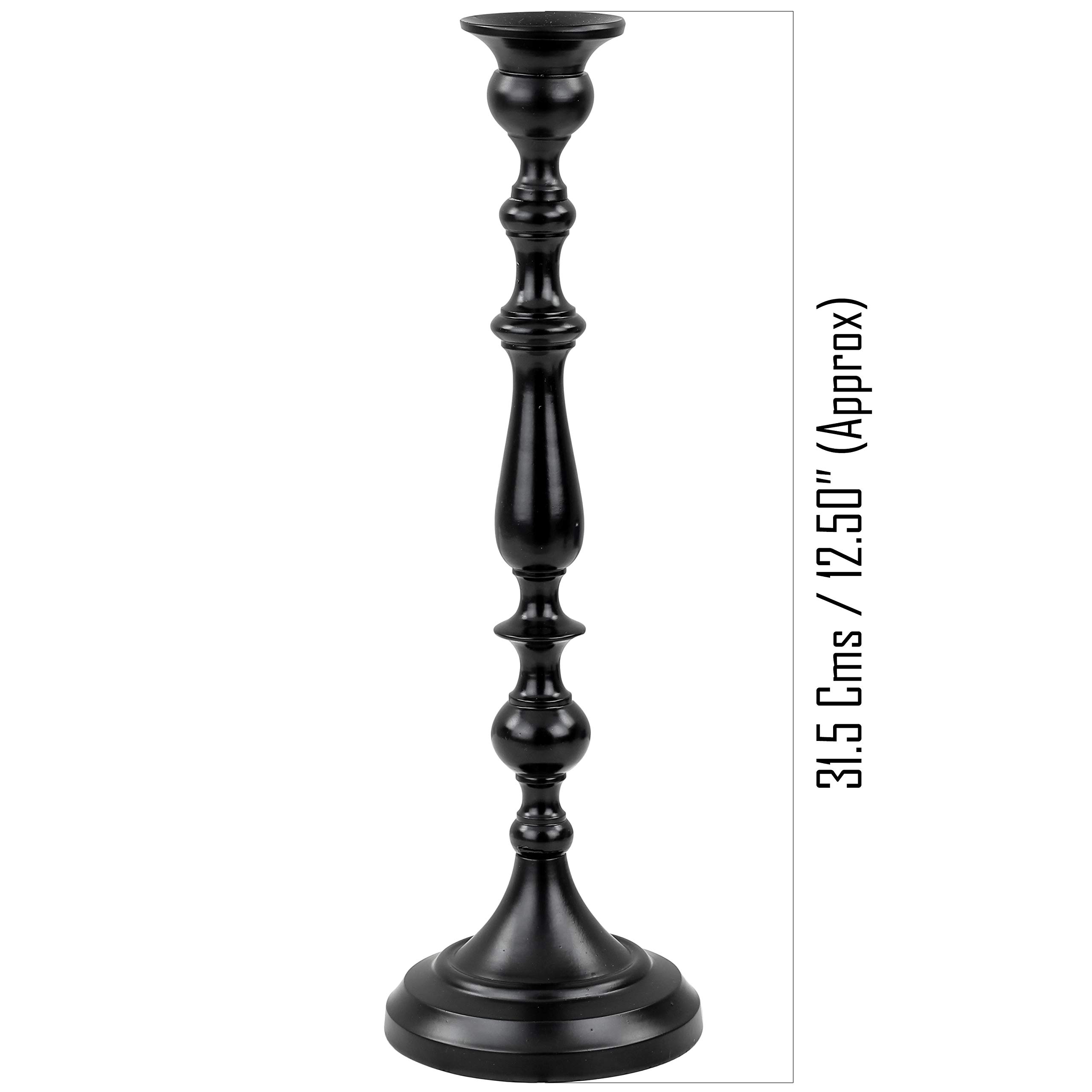 Elegant Black Wrought Iron Pillar Candle Holder Set - 3 Piece Home Decor for Dining Table, Wedding Centerpiece & Romantic Anniversary Decor | Tea Light & Votive Candle Holders by Nagina International (Large Stick)