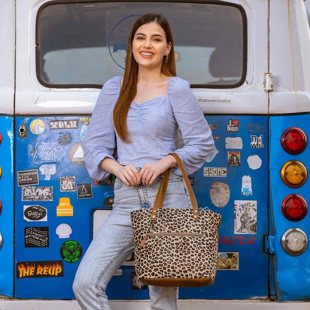 Myra Bag - Premium Magnetic Leather & Cowhide Handbag (Upcycled Material) - Stylish Women's Purse for Work, Travel & Everyday Use - Model S-2835