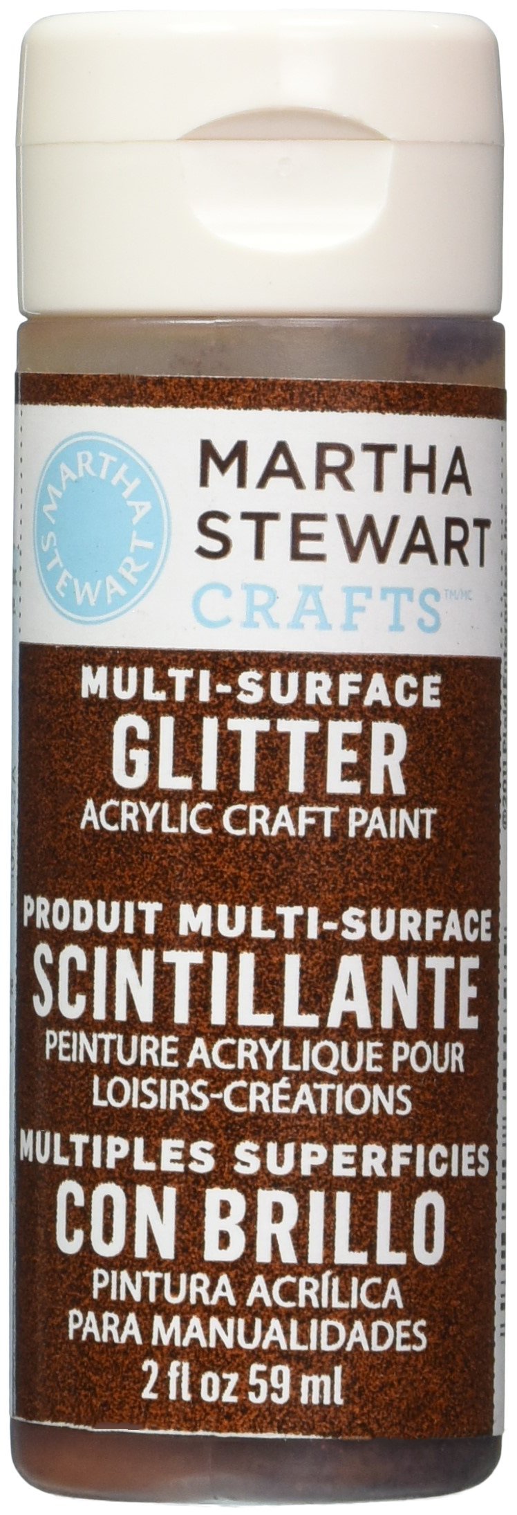 Martha Stewart Multi-Surface Glitter Acrylic Craft Paint - 2 oz, Brownstone (32179) | Perfect for DIY Home Decor, Scrapbooking & Holiday Crafts