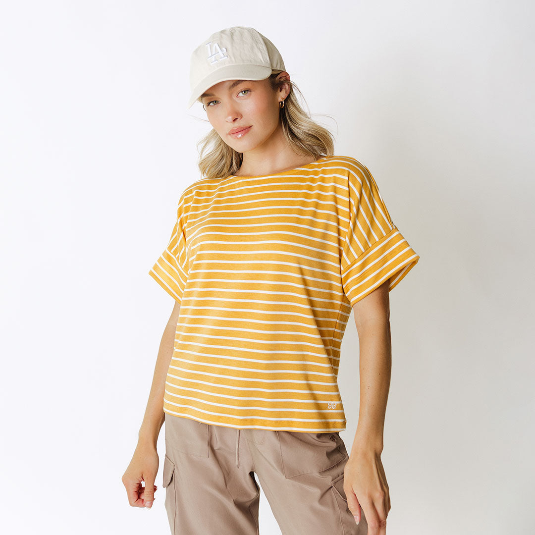 Boss Tee - Premium Cotton Mustard & Ivory Crewneck T-Shirt for Men | Casual Wear, Street Style & Everyday Comfort