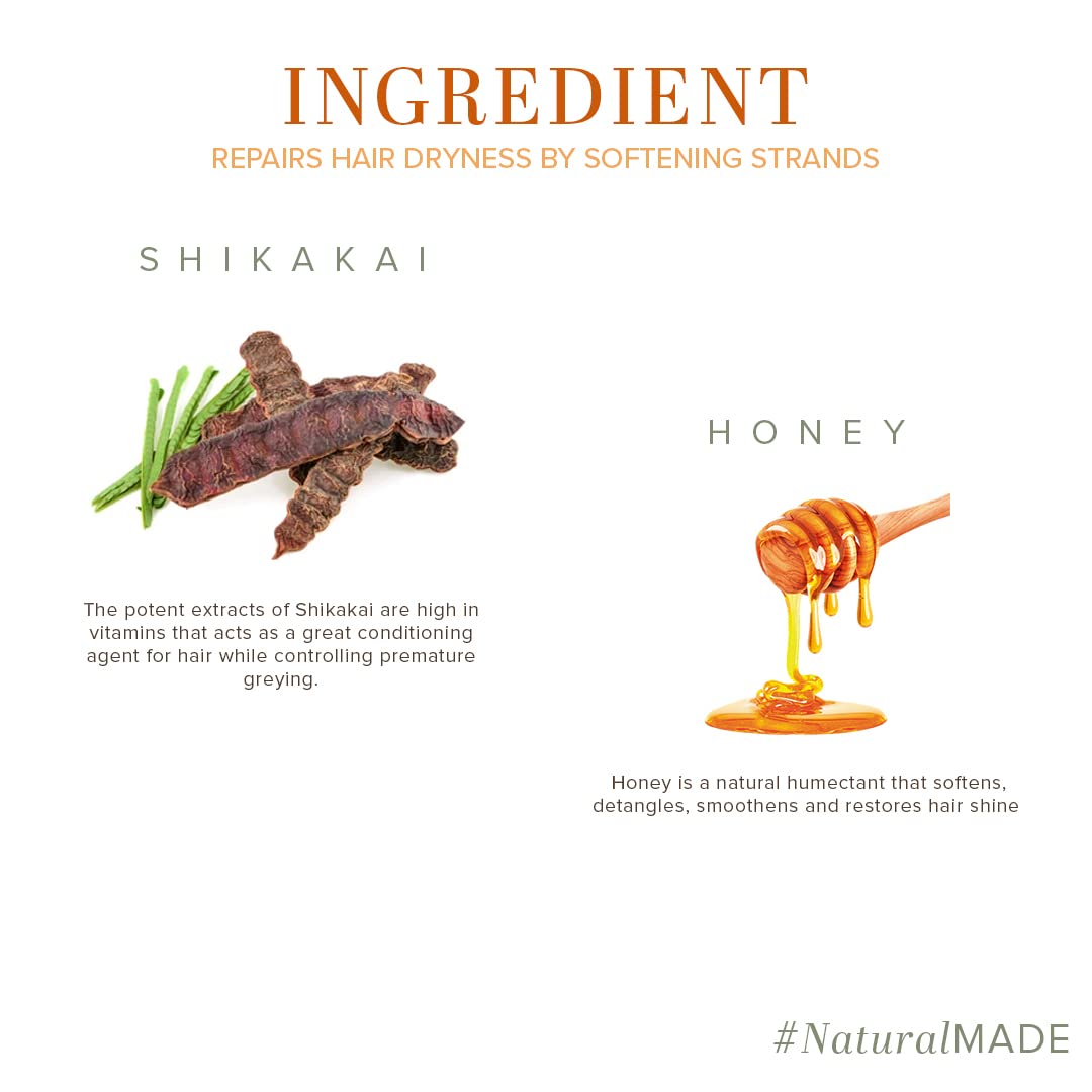 Khadi Natural Shikakai & Honey Herbal Hair Conditioner - Nourishes & Repairs Dry, Damaged Hair | SLS & Paraben Free | All Hair Types | 210ml | Perfect for Daily Hair Care & Scalp Hydration