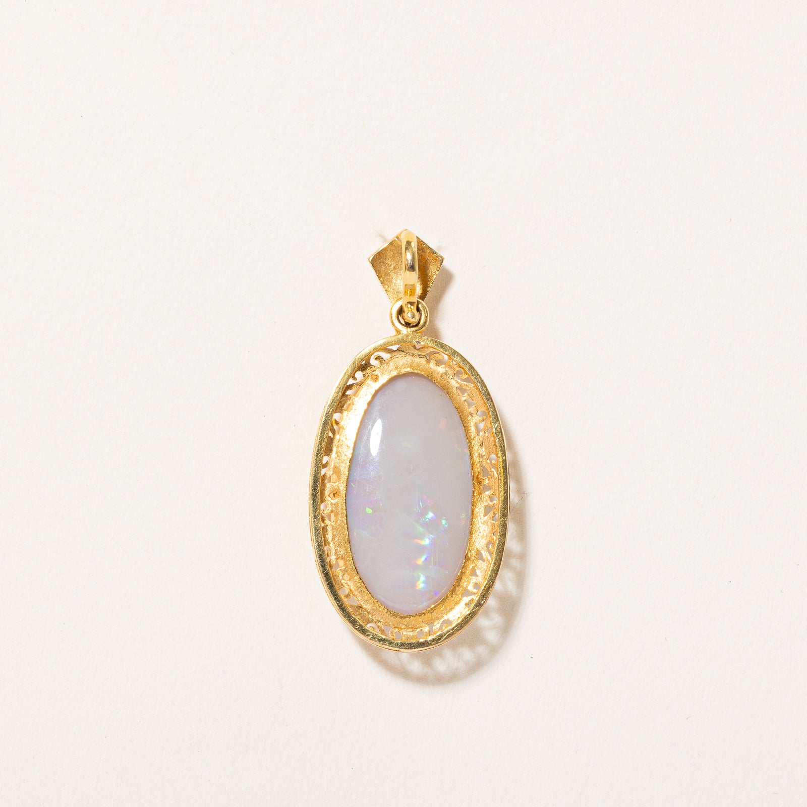 18K Gold Oval Cabochon Opal Pendant Necklace - 14.09ct Natural Opal Jewelry for Women - Perfect for Weddings, Anniversaries & Special Occasions