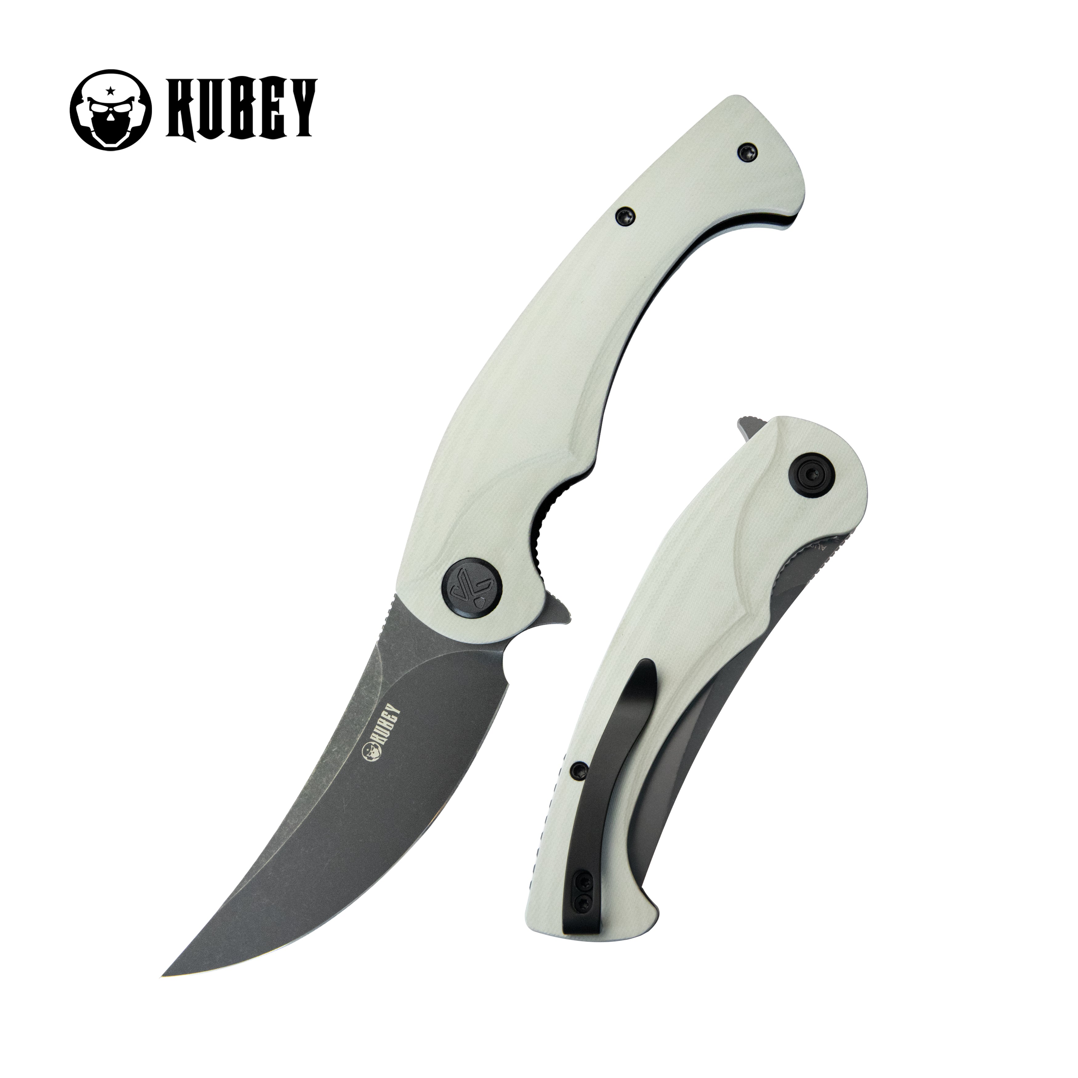 Scimitar Liner Lock Folding Knife - White G10 Handle, 3.46