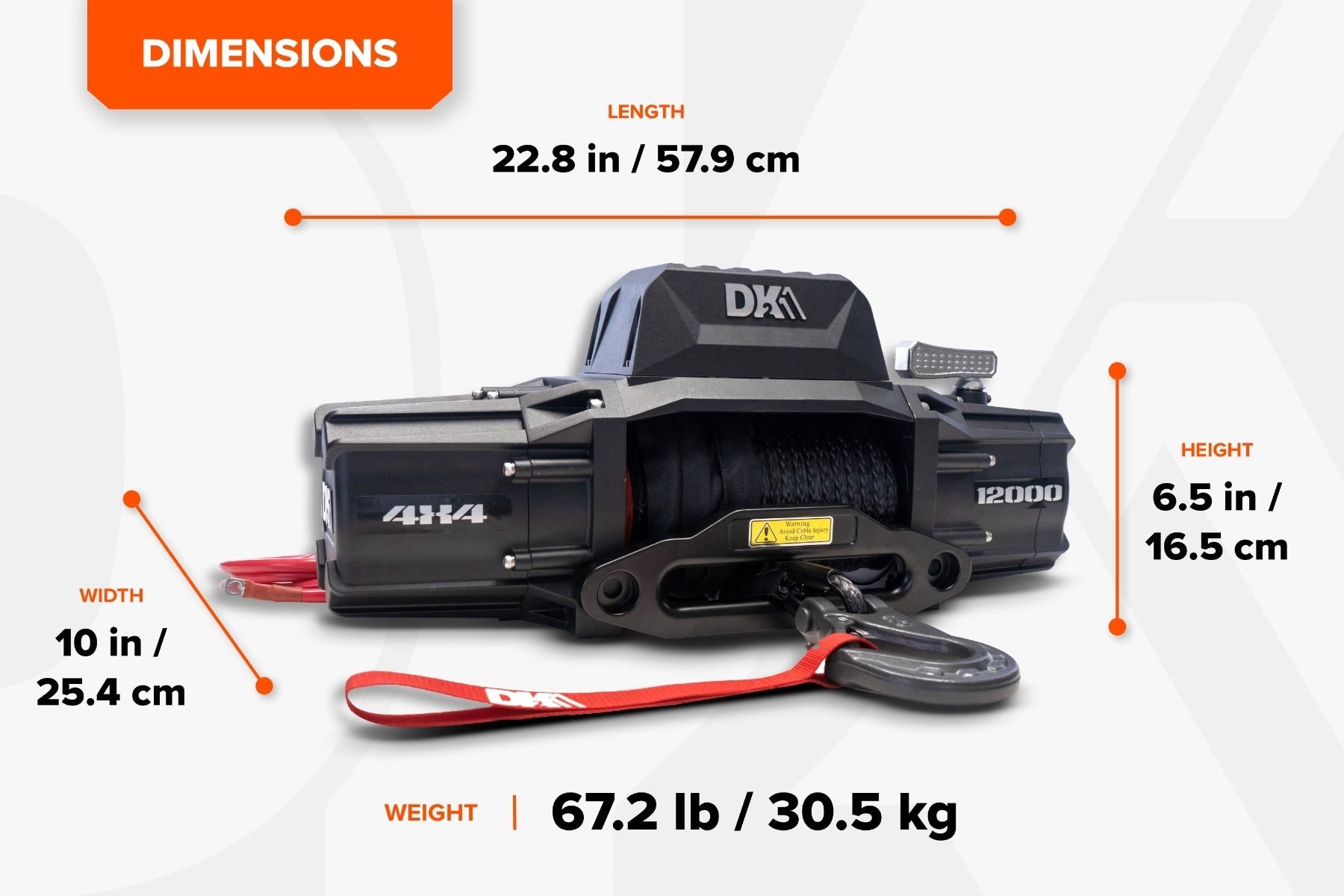 DK2 S12000 SR 12,000 lbs Electric Winch with Synthetic Rope for 4x4 Trucks & Off-Road Vehicles - Heavy Duty Recovery, Towing & Off-Road Adventures