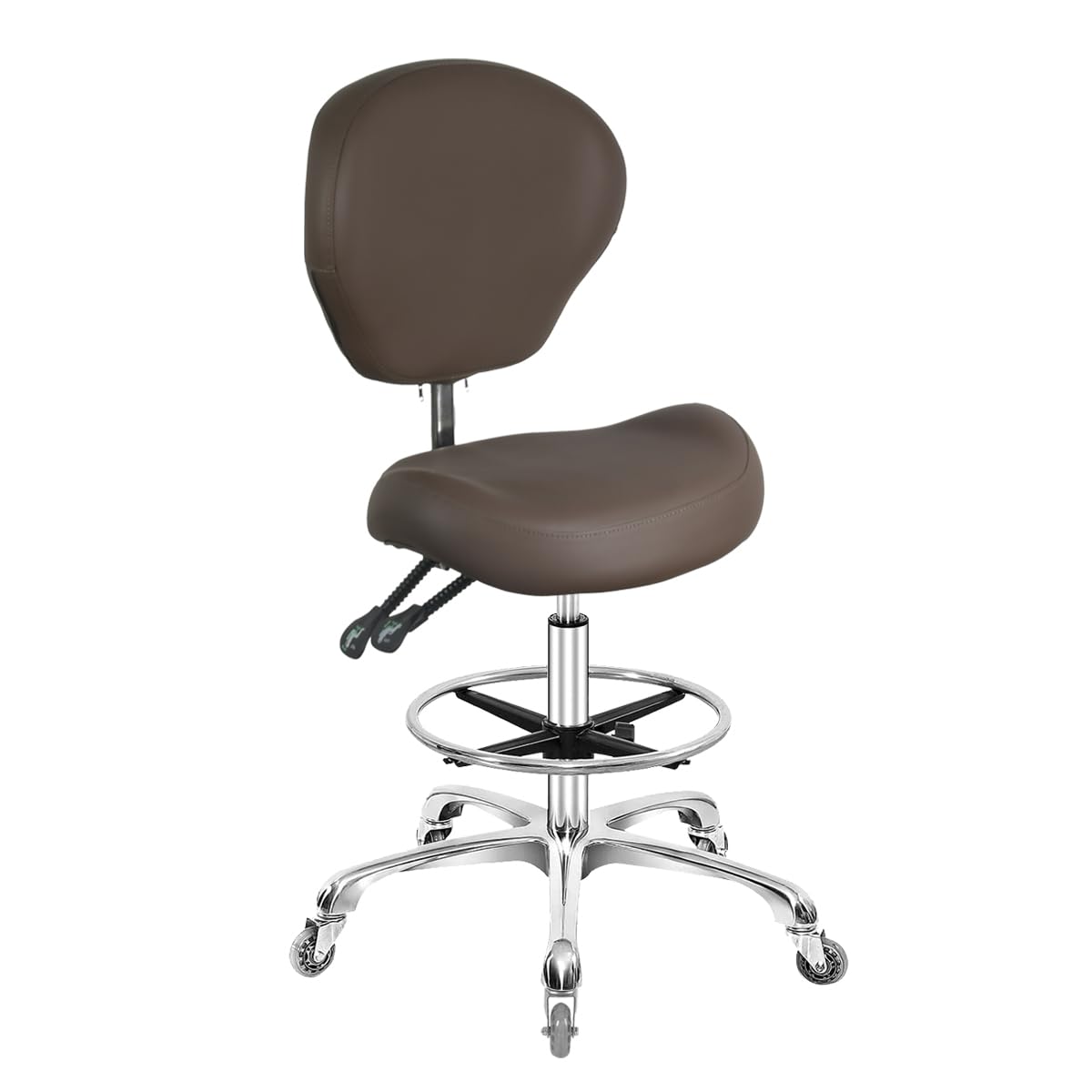 **Heavy Duty Rolling Swivel Drafting Chair - Adjustable Height, 400lbs Capacity, Lumbar Support - Ergonomic Task Chair for Home Office, Studio, Design Lab (Coffee Brown) - Perfect for Architects, Artists & Long Work Sessions**