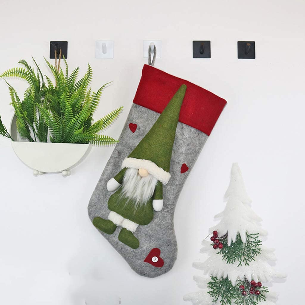 YQ&TL Christmas Stocking - No Face Doll Holiday Decor, Festive Socks & Gift Bags for Tree - Santa Snowman Character Pendant Ornaments | Perfect for Xmas Tree Decorating, Stocking Stuffers & Holiday Gift Giving