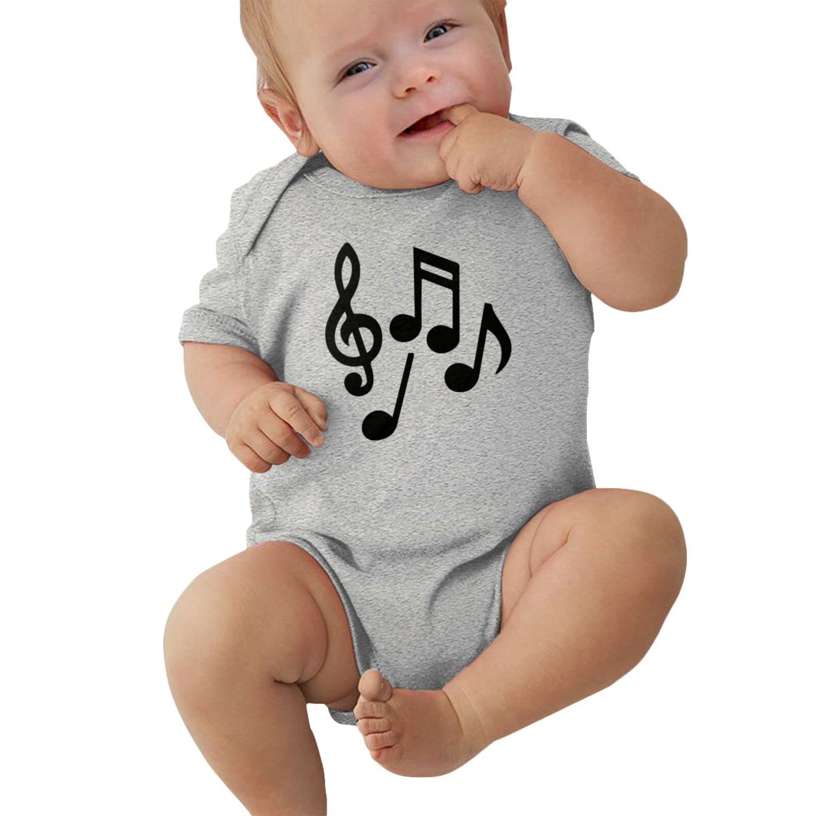 Musical Notes Silhouette Baby Bodysuit - Newborn Short Sleeve Onesie for Boys & Girls | Perfect for Music-Themed Photoshoots & Playtime
