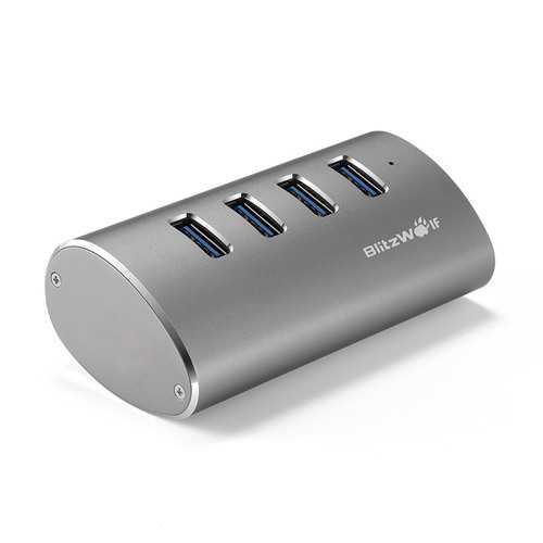 BlitzWolf BW H1 4-Port USB 3.0 Hub - High Speed Data Transfer, Aluminum Alloy Portable USB Splitter for Laptop, PC, Mac - Perfect for Home Office, Gaming & Travel Accessories