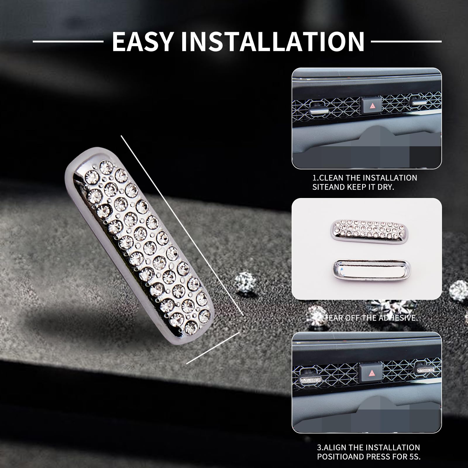 11th Gen Honda Accord 2024 Bling Air Vent Outlet Sticker - Silver Car Interior Accessories | Premium Decoration for Dashboard & Vent Trim | Perfect for Car Customization & Personalization